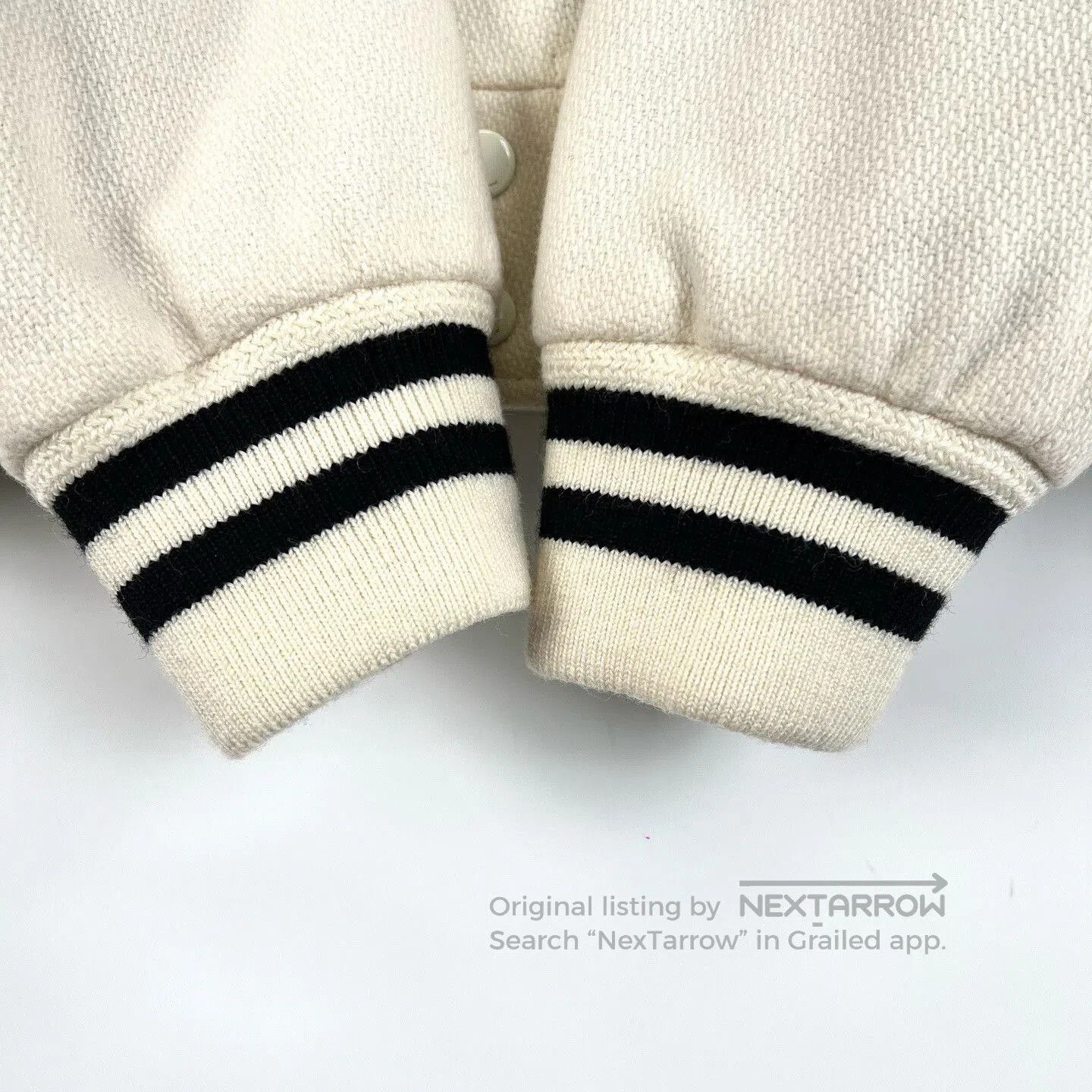 Yves Saint Laurent Saint Laurent Cream Striped Baseball Jacket. Size US M / EU 48-50 / 2 - 4 Thumbnail