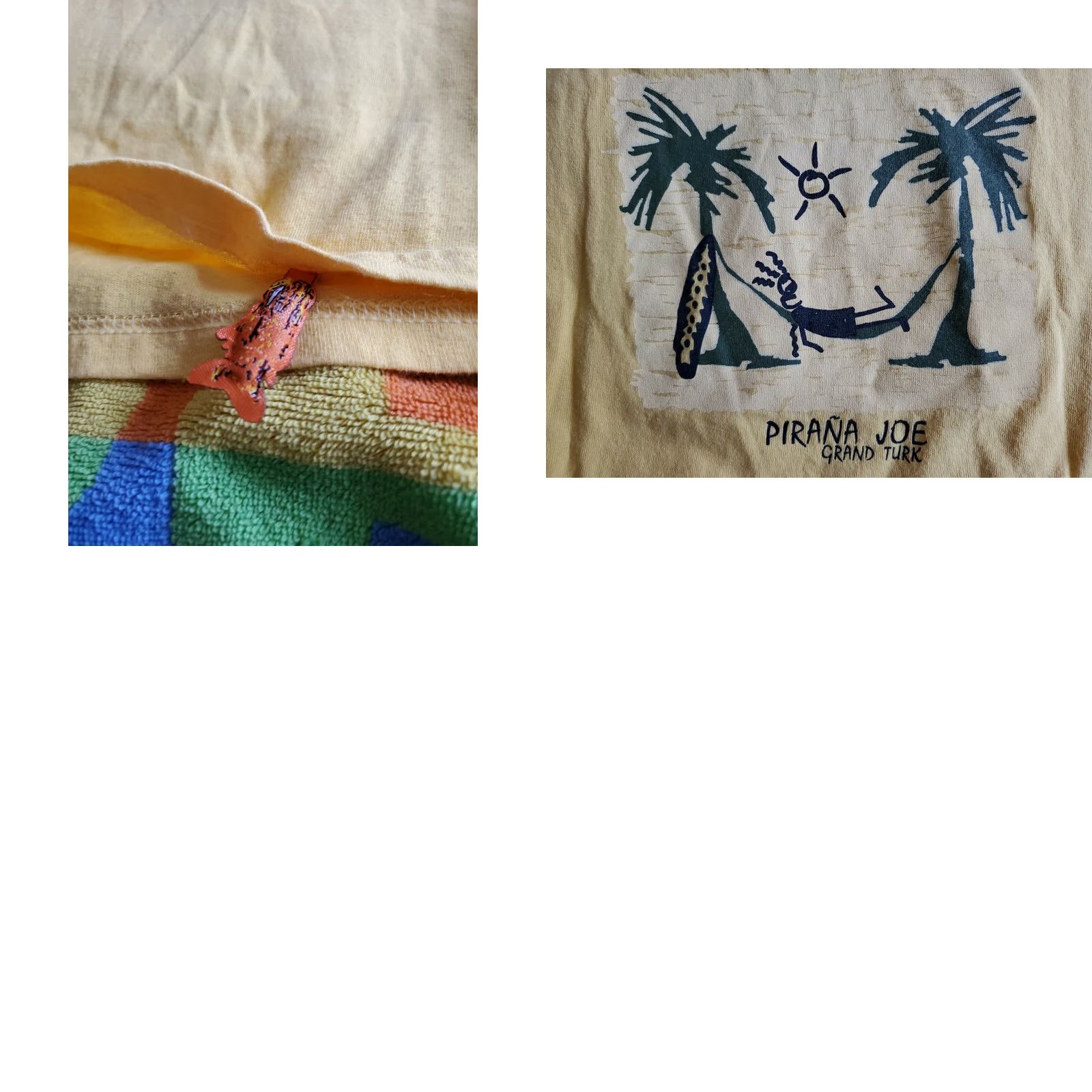 Vintage VINTAGE Pirana Joe Grand Turk Island Hammock Vacation Short Sleeve TShirt SZ L Large Yellow Cotton Men Crew Neck Paradise Surfing 90s Size US L / EU 52-54 / 3 - 8 Thumbnail