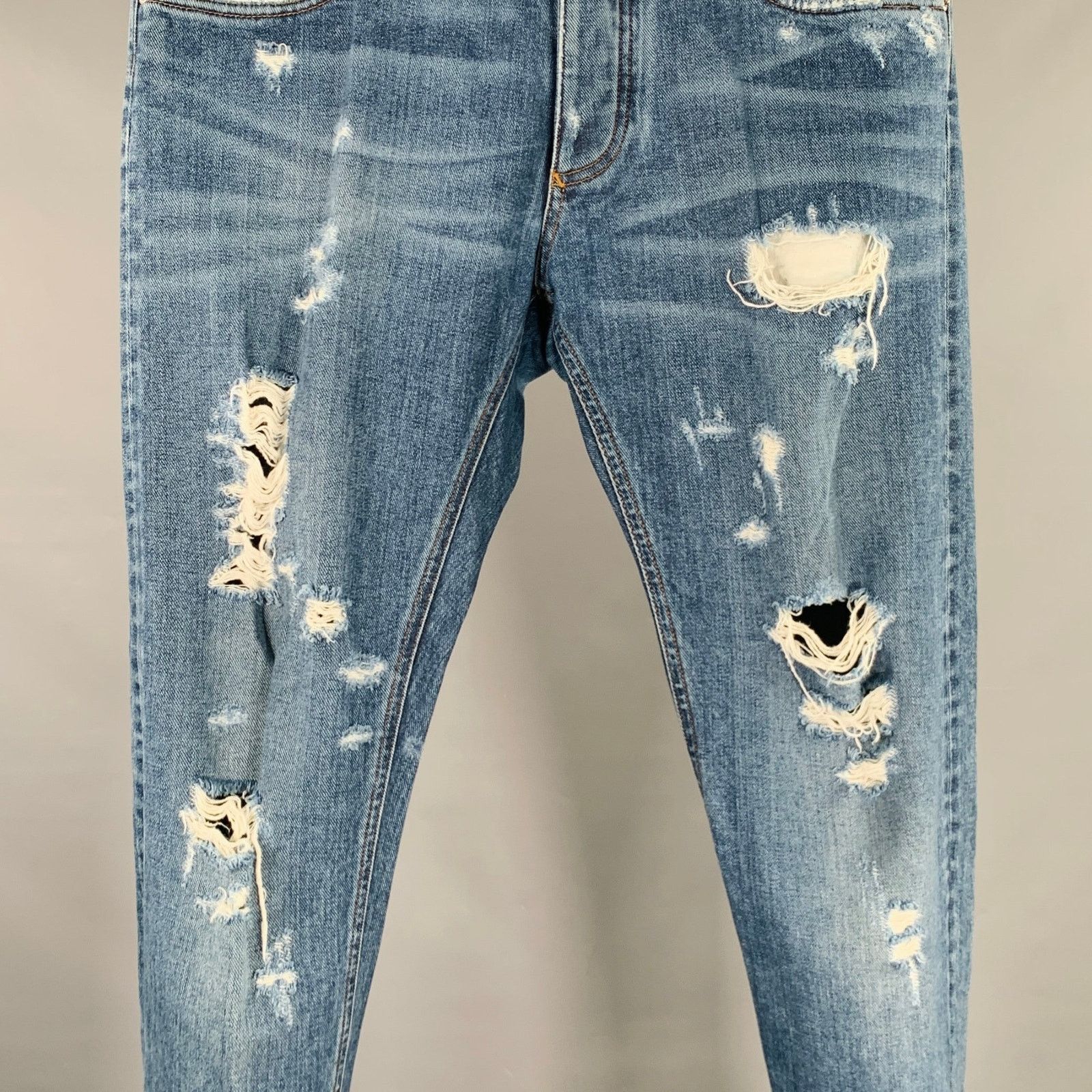 Dolce & Gabbana Size 32 16 Classic Blue Cotton Relaxed Distressed Jeans Size US 32 / EU 48 - 2 Thumbnail