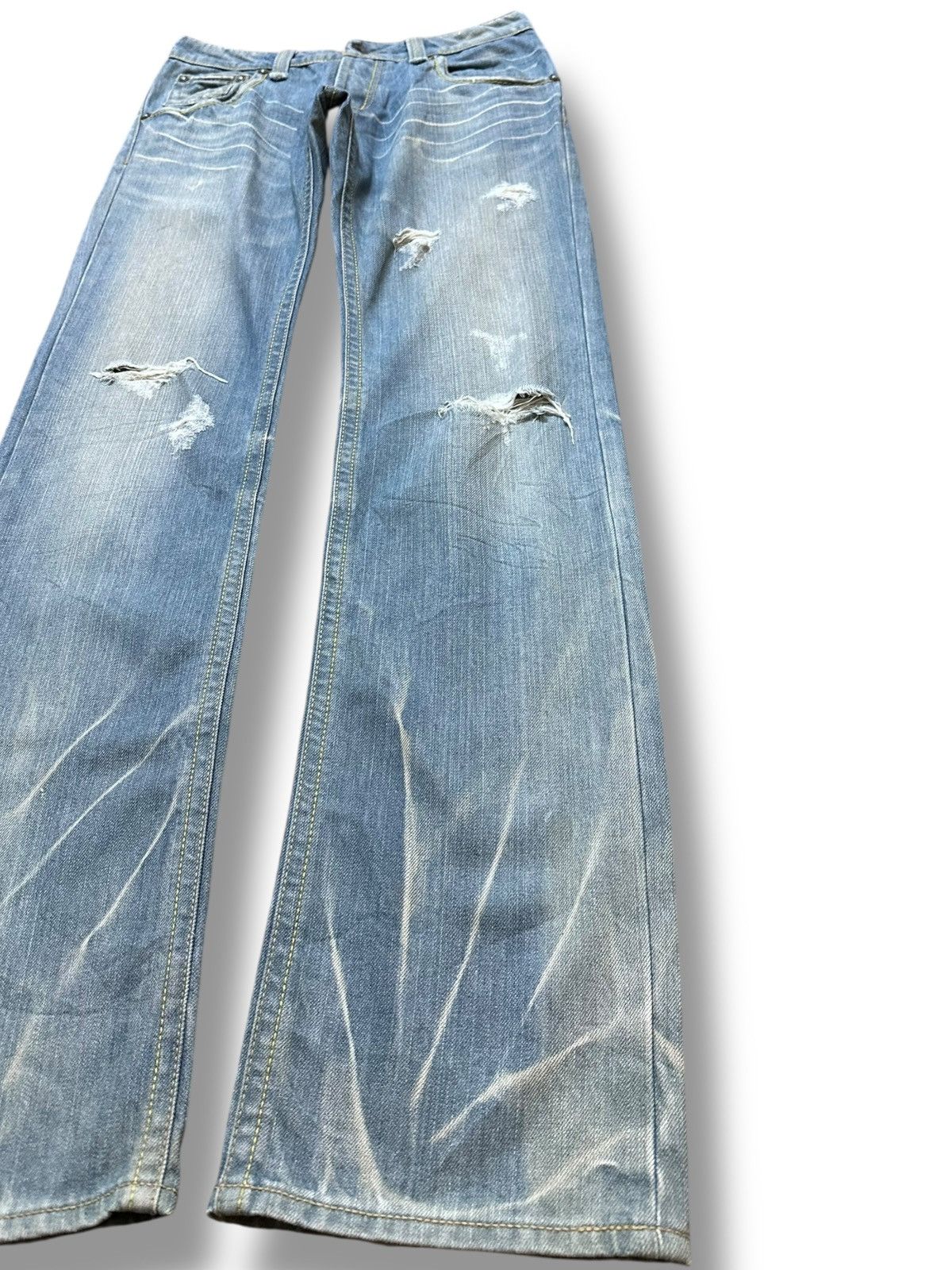 Ermenegildo Zegna × Fear of God Vintage E.Z by Zegna Faded Grunge Ripped Distressed Denim Size US 30 / EU 46 - 4 Thumbnail