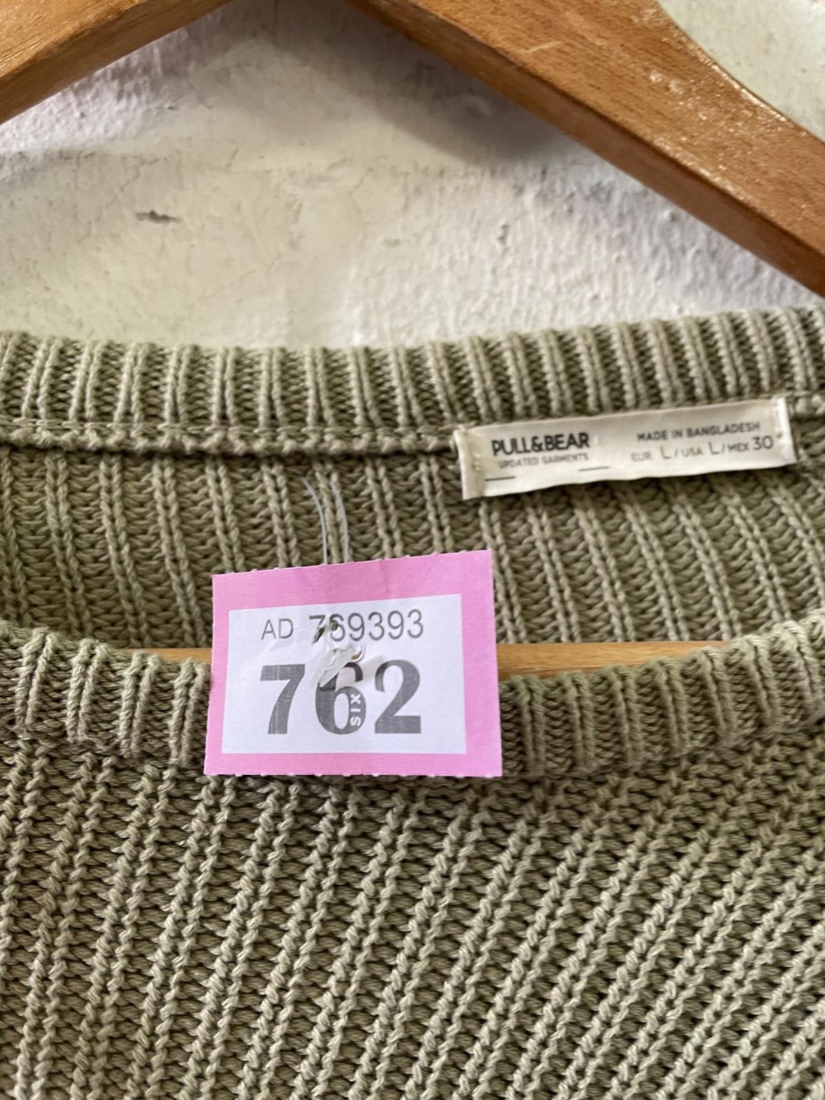 Pull & Bear Pull&Bear Olive Green Ribbed Knit Sweater Size M / US 6-8 / IT 42-44 - 3 Thumbnail