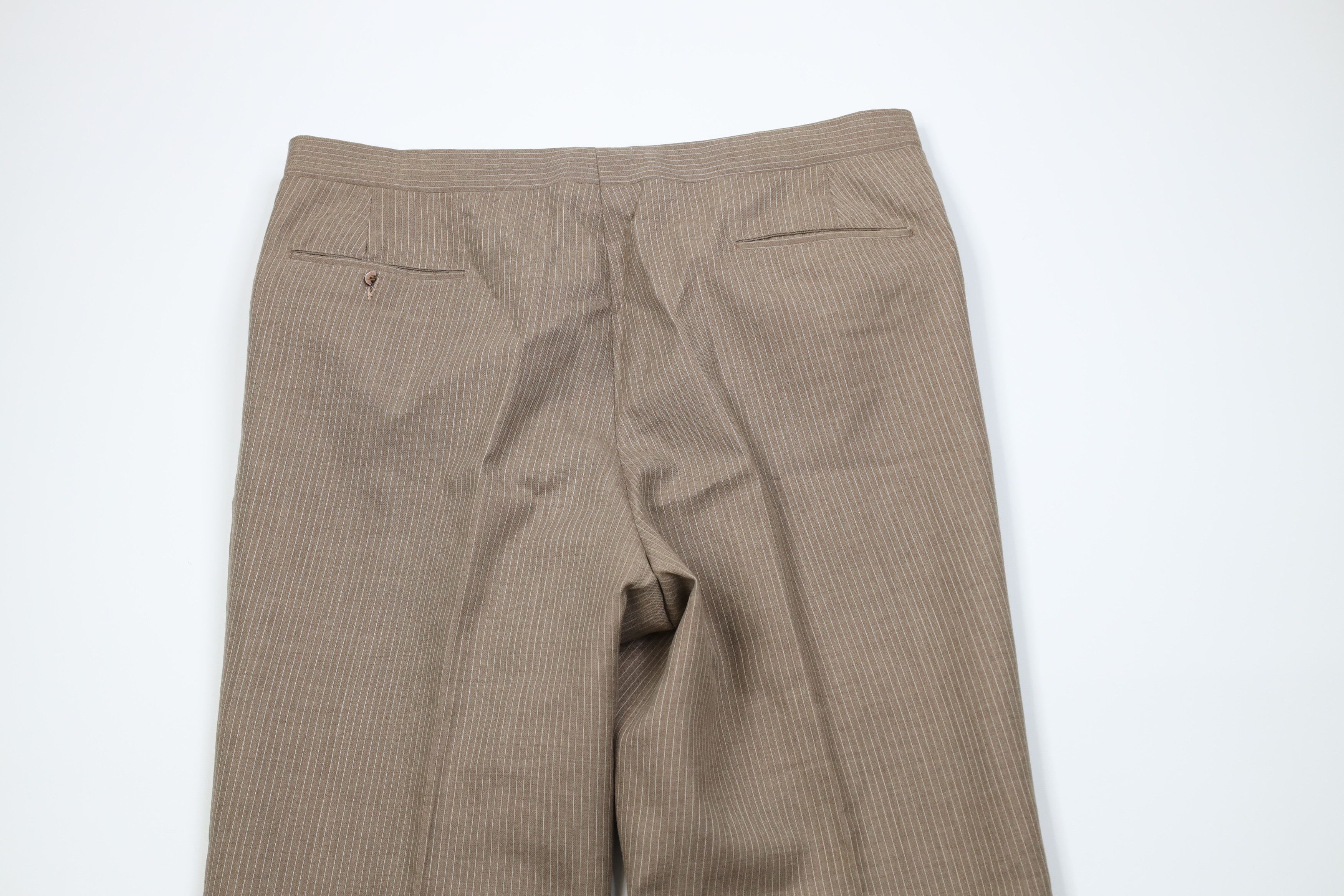 Vintage Vintage 70s Streetwear 3 Piece Stripe Suit Wedding Brown Size 44L - 22 Thumbnail
