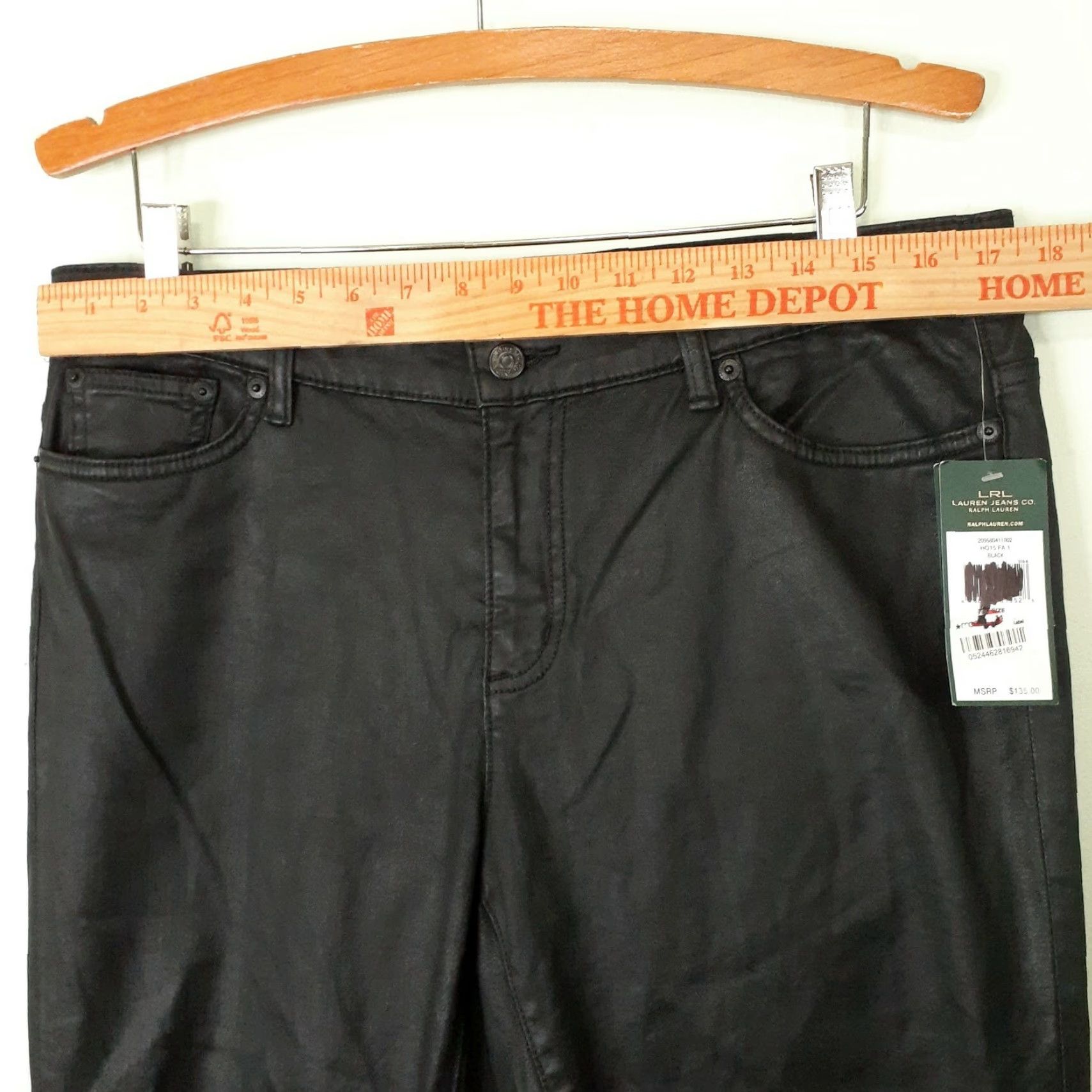 Ralph Lauren Lauren Ralph Lauren Black Label Shiny Lightweight Denim Pants Womens 34x30 Slim Tapered Inseam 30 Black Size 24" / US 00 / IT 34 - 6 Thumbnail