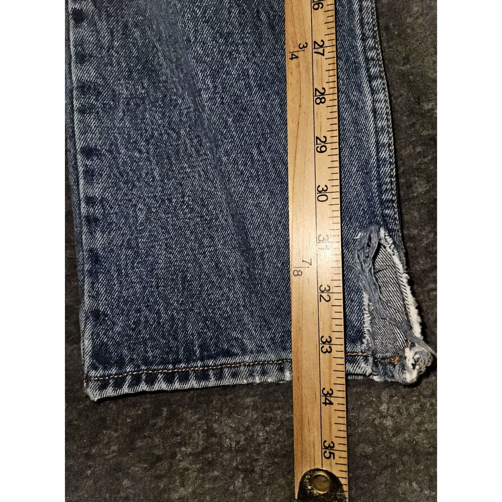 Vintage VINTAGE Lawman Jeans Women's 11 High Rise Blue Distressed Straight 80s 90s Cowboy Boys? Size 32" / US 10 / IT 46 - 6 Thumbnail