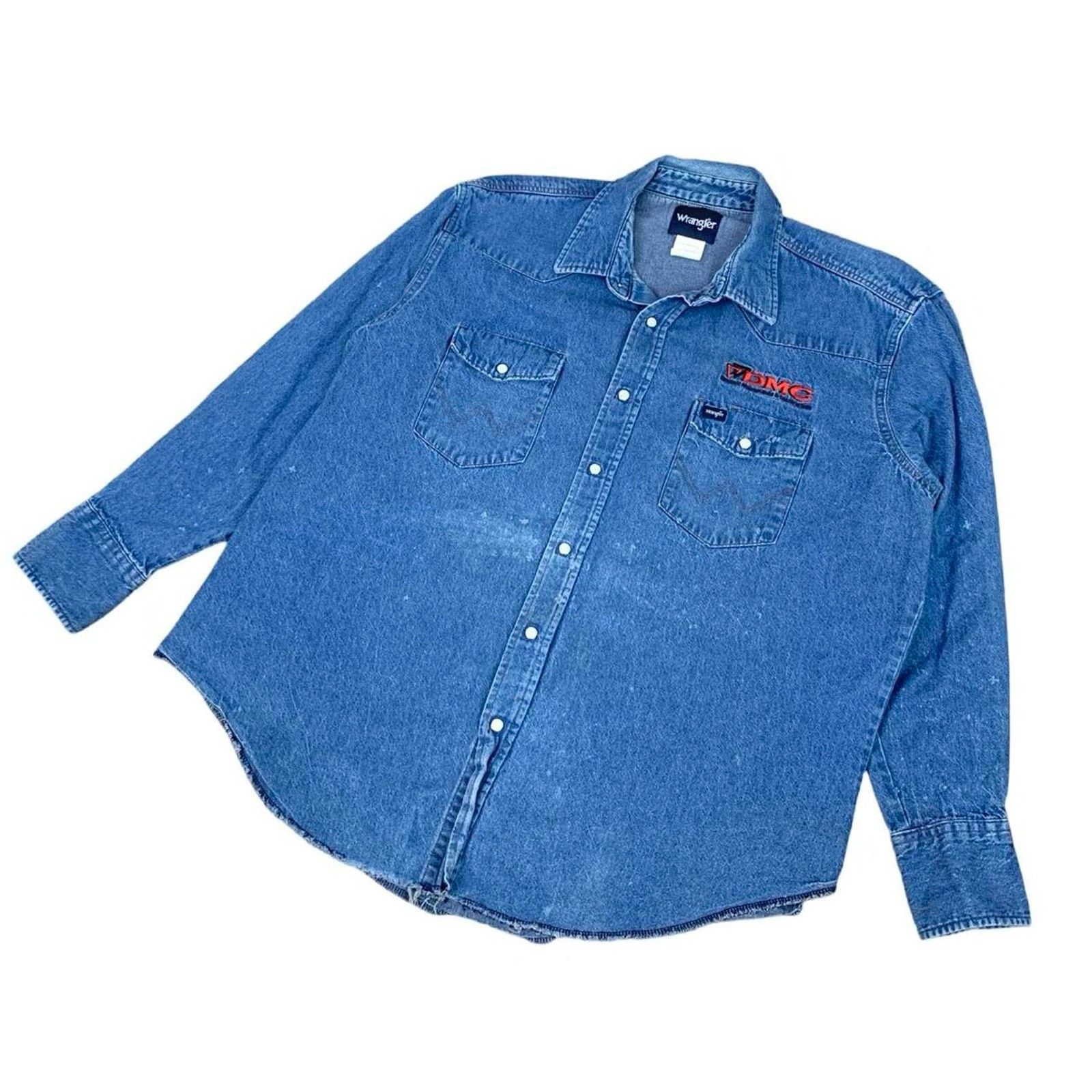 Vintage × Wrangler VTG Wrangler Denim Button Up Shirt with Pearl Snap Buttons Size US XXL / EU 58 / 5 - 1 Thumbnail