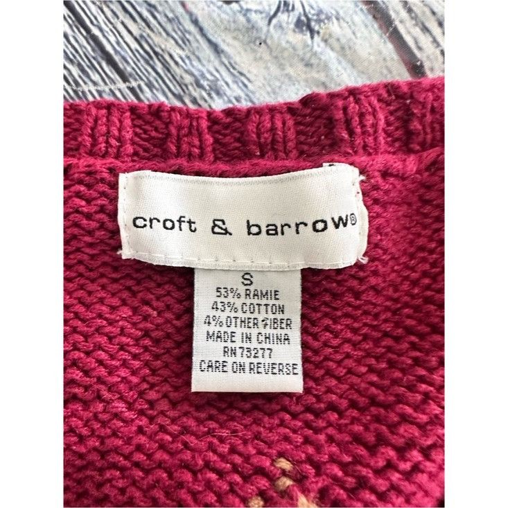 Croft & Barrow Vintage Croft & Barrow Burgundy Fall Patchwork Knit Vest wit Size S / US 4 / IT 40 - 6 Thumbnail