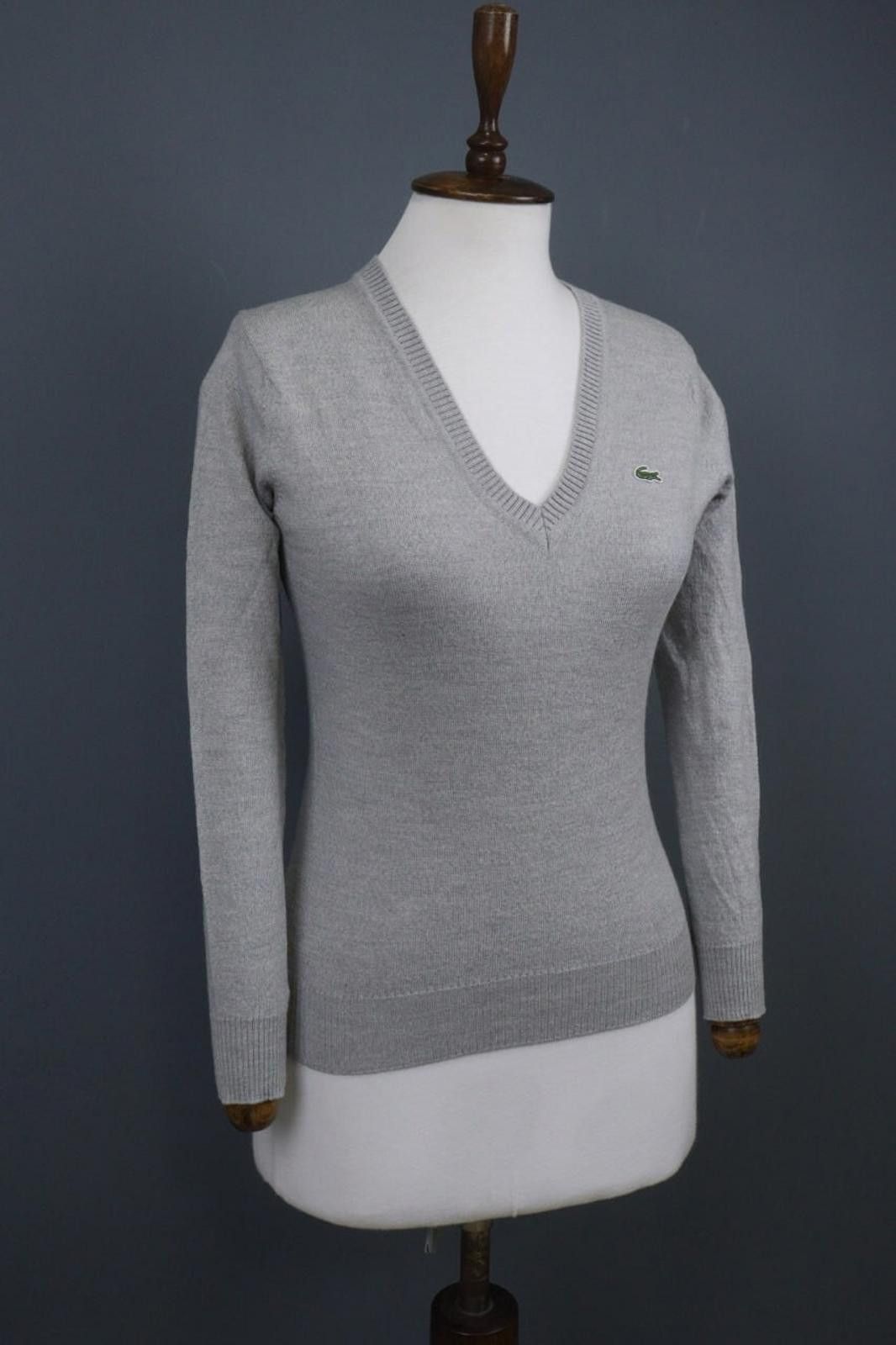 Lacoste Lacoste Gray Wool Long Sleeve V-Neck Knit Sweater Size 36 Size M / US 6-8 / IT 42-44 - 9 Thumbnail
