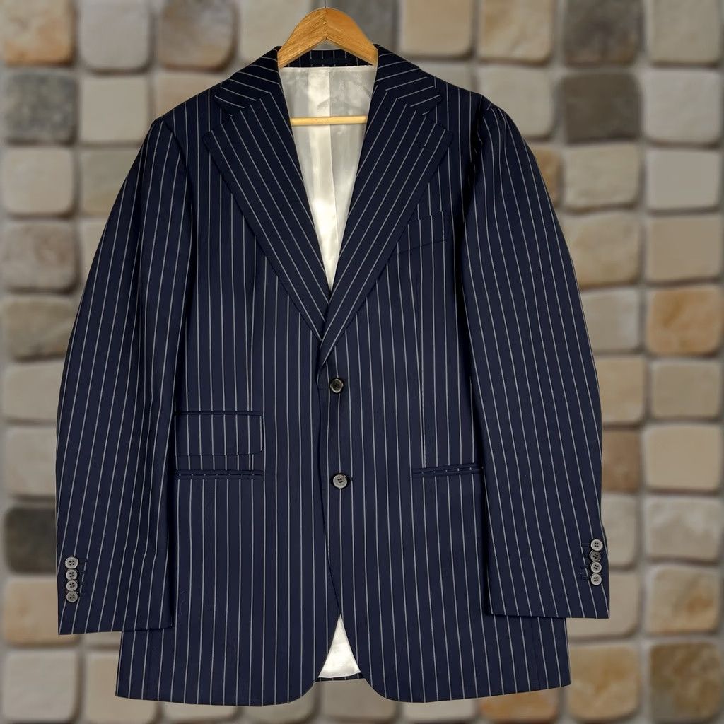 Suitsupply Suitsupply Blazer Mens US 40R Wool Pinstripe Havana Wide Lapel Slim Double-Vented Notch Single-Breasted Two-Button Jacket Suit Size 40R - 1 Thumbnail