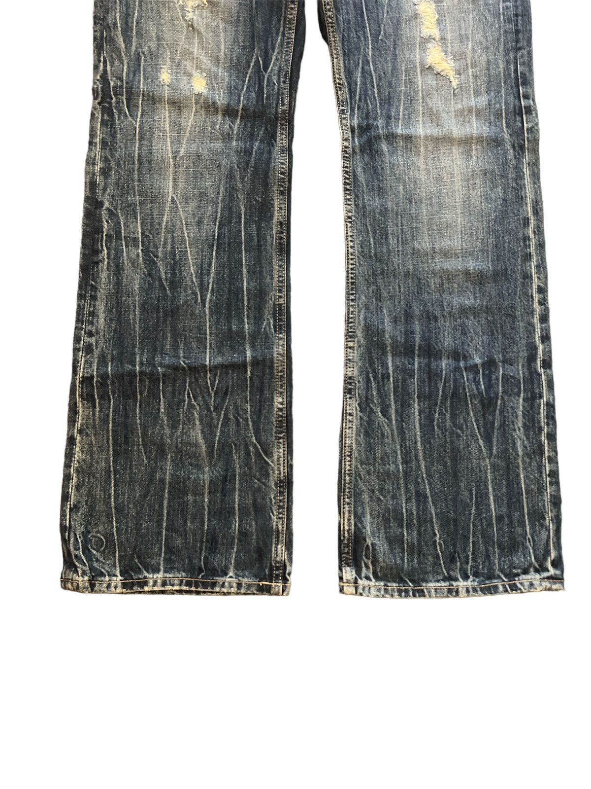 Japanese Brand FLARED💥UNKNOW JAPANES BRAND RIPPED DISTRESSED DENIM PANT Size US 33 - 3 Thumbnail