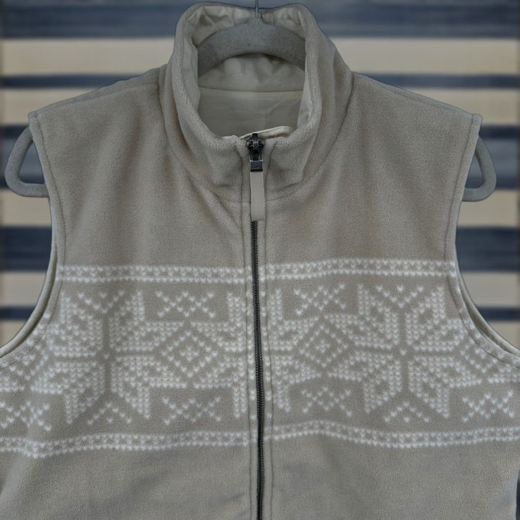 Ralph Lauren Lauren Ralph Lauren Vest Womens XL Beige Fleece Zip Up Fair Isle Snowflake Pockets Full Zip Size XL / US 12-14 / IT 48-50 - 1 Thumbnail