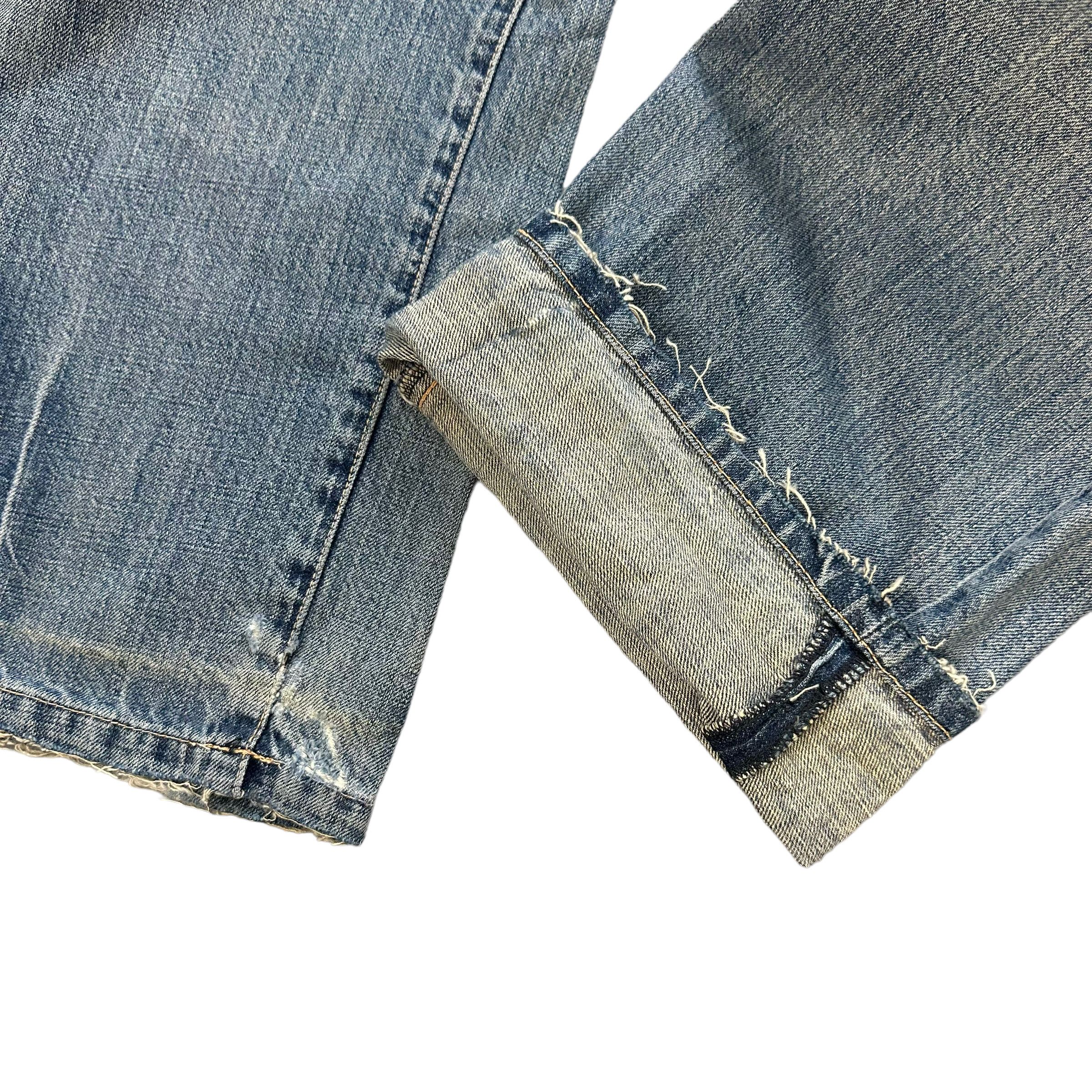 Issey Miyake TRASHED🔥 TETE HOMME LIGHT WASH STUDDED DENIM PANT #7798-176 Size US 31 - 8 Thumbnail
