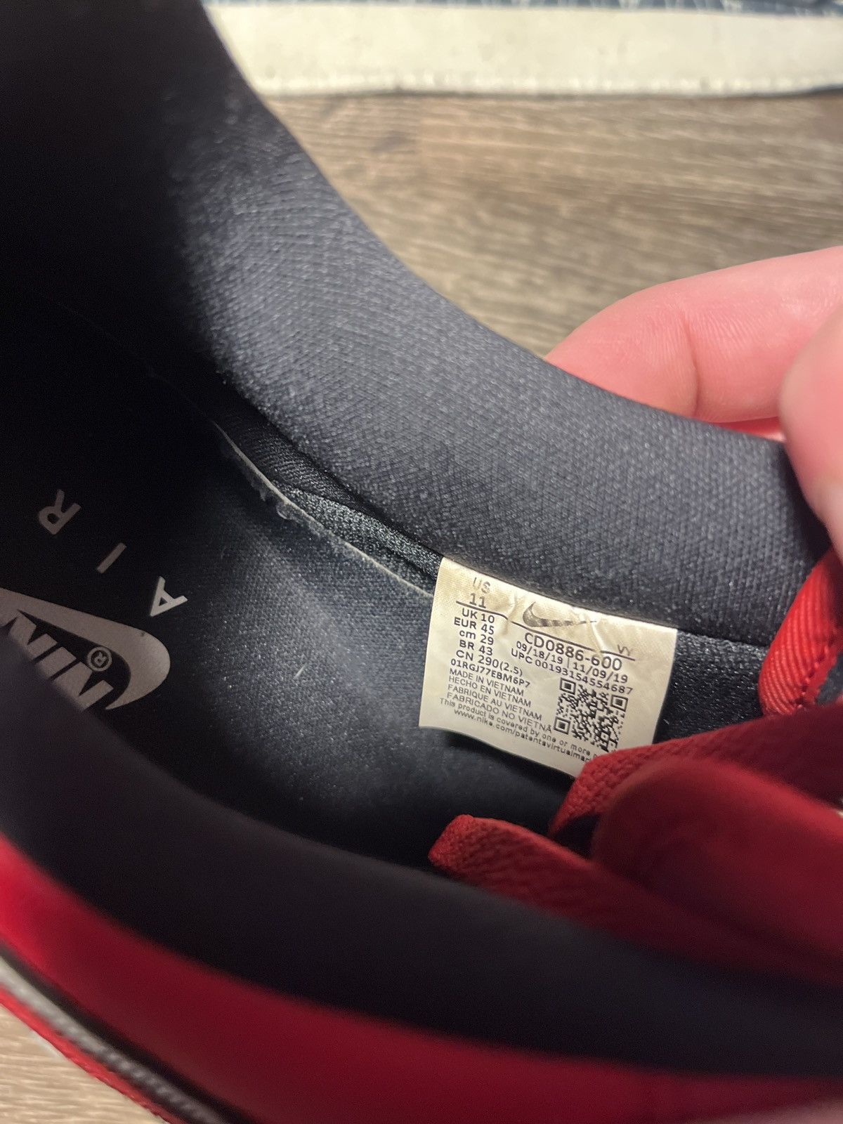 Nike Nike Air Force 1 Reverse stitch university red Size US 11 / EU 44 - 5 Thumbnail