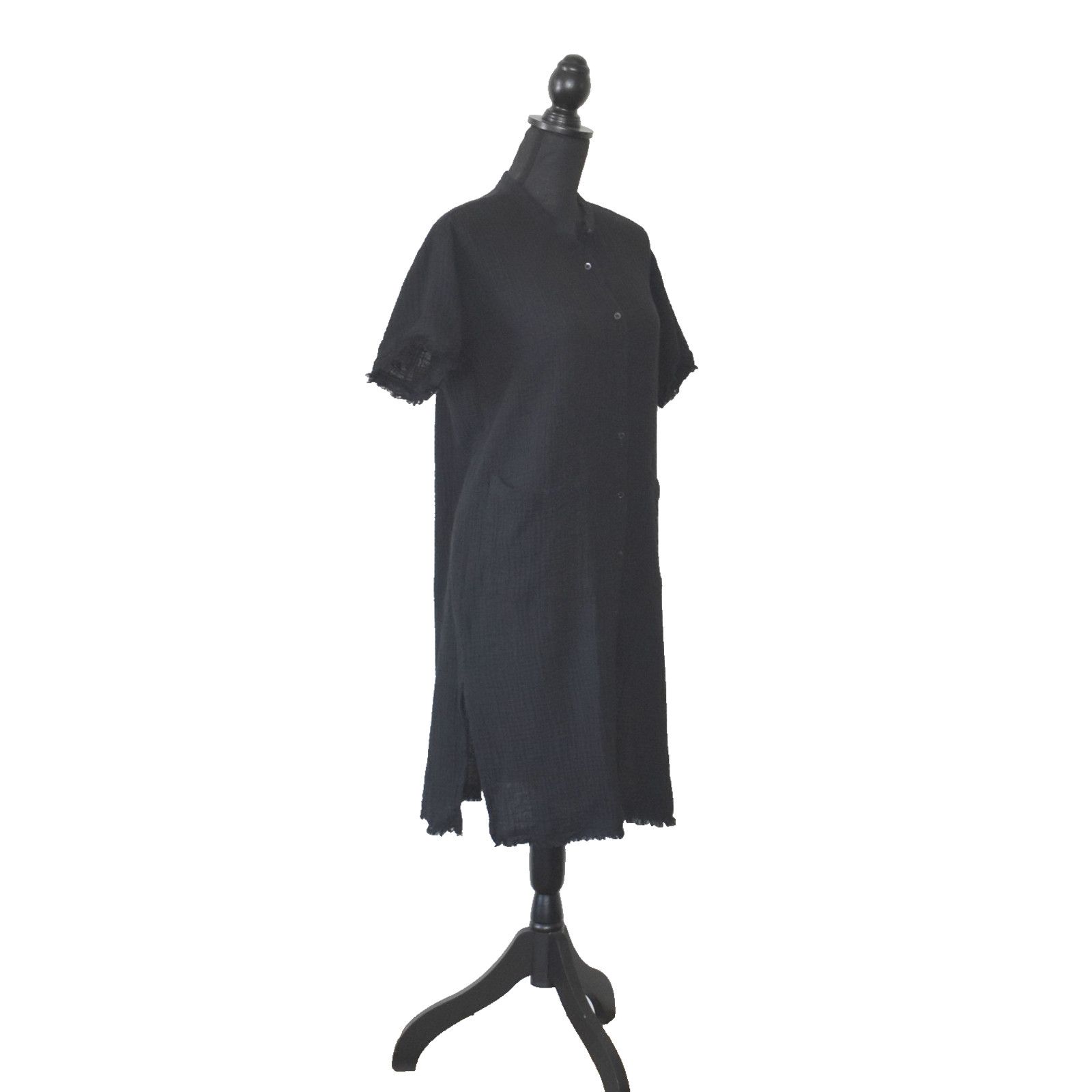 Eileen Fisher NEW EILEEN FISHER Org Cotton Gauze Mandarin Collar Dress PP Size XS / US 0-2 / IT 36-38 - 2 Thumbnail