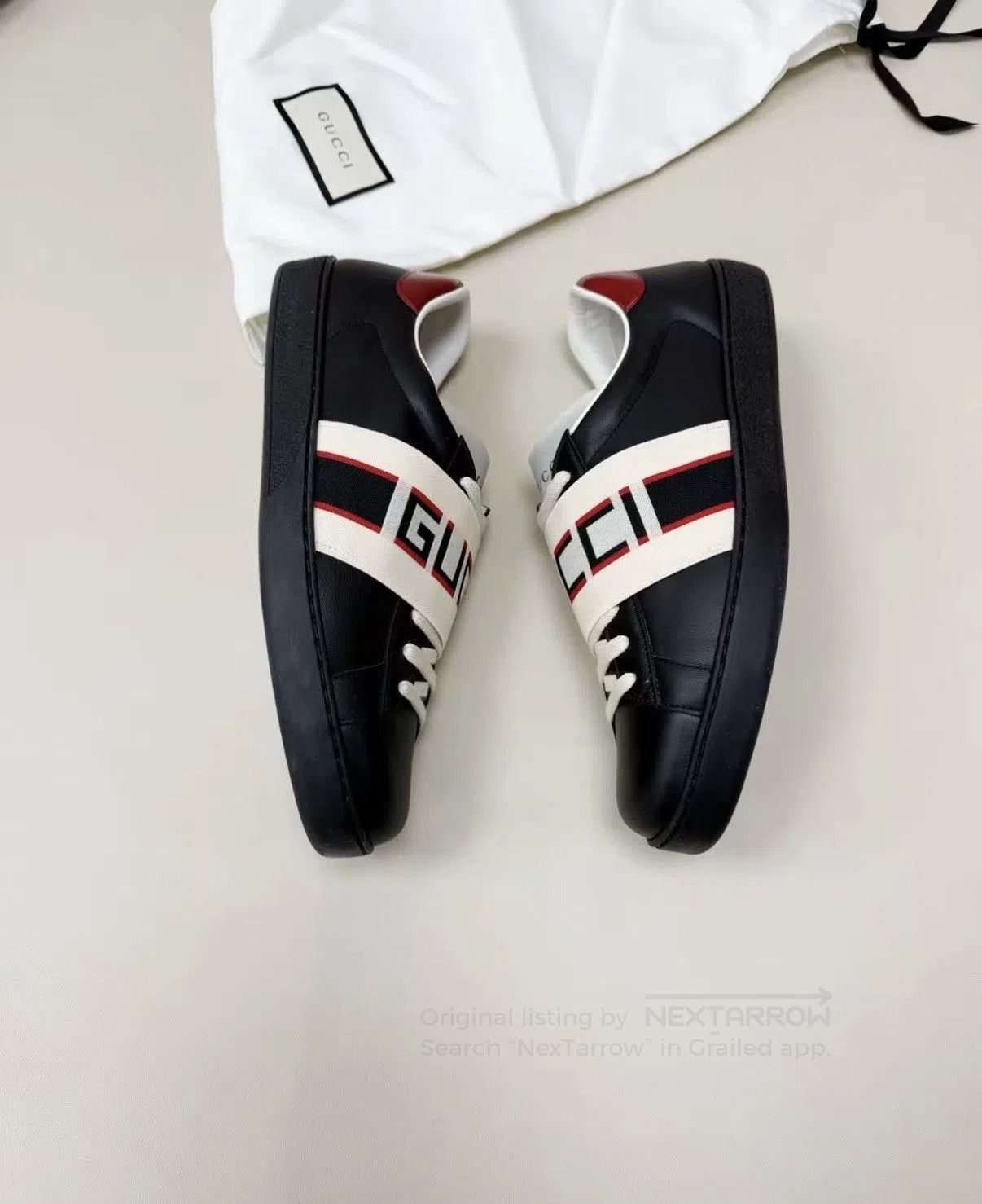Gucci Black Low-Top Sneakers with Logo Stripe. Size US 7.5 / EU 40-41 - 3 Thumbnail