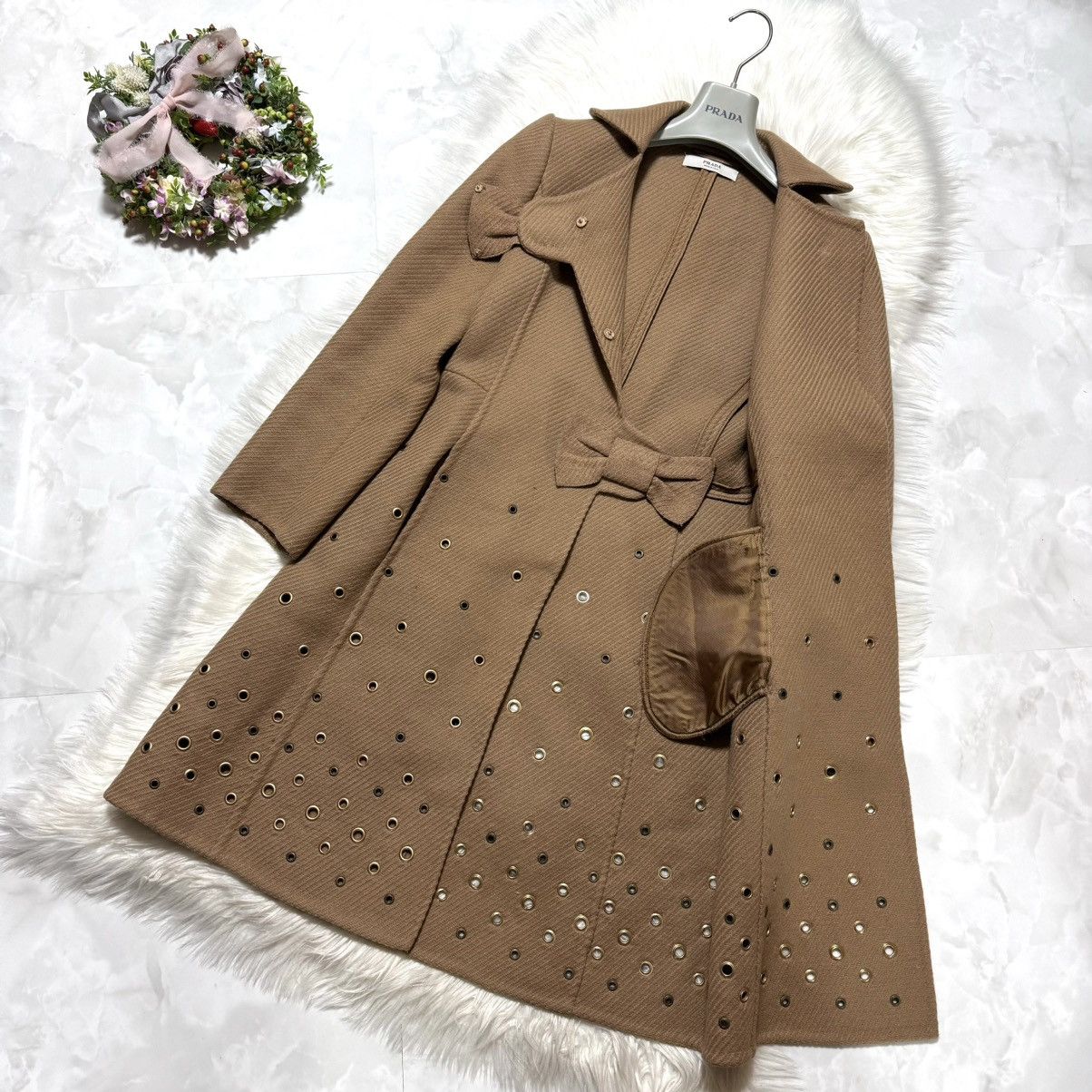 Prada e Prada Runway Coat with Eyelet Studs and Ribbon, Size 38 Size XS / US 0-2 / IT 36-38 - 11 Thumbnail