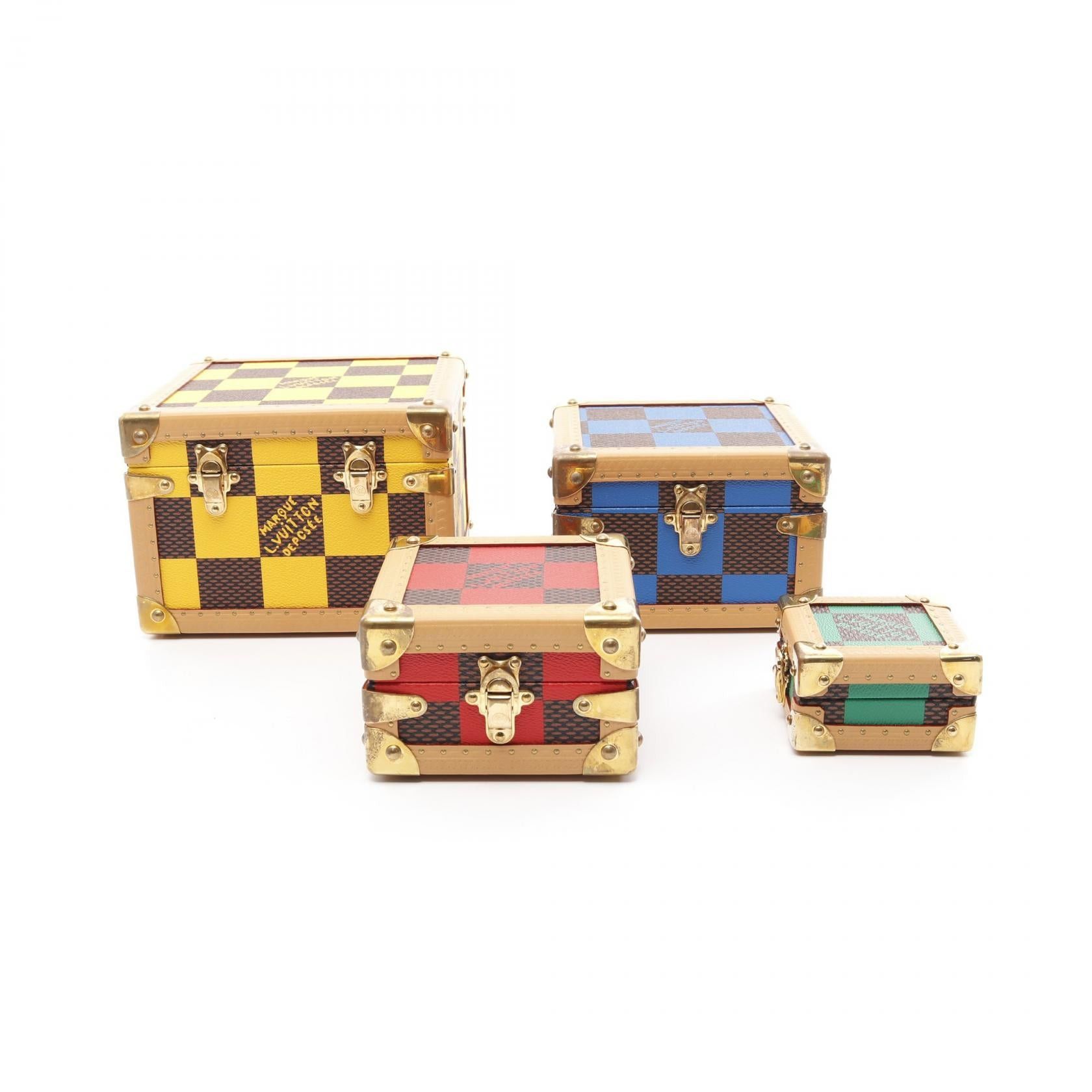 Louis Vuitton Louis Vuitton Malle Pyramid Damier Pop Trunk Case Leather Yellow Multicolor Size ONE SIZE - 1 Thumbnail