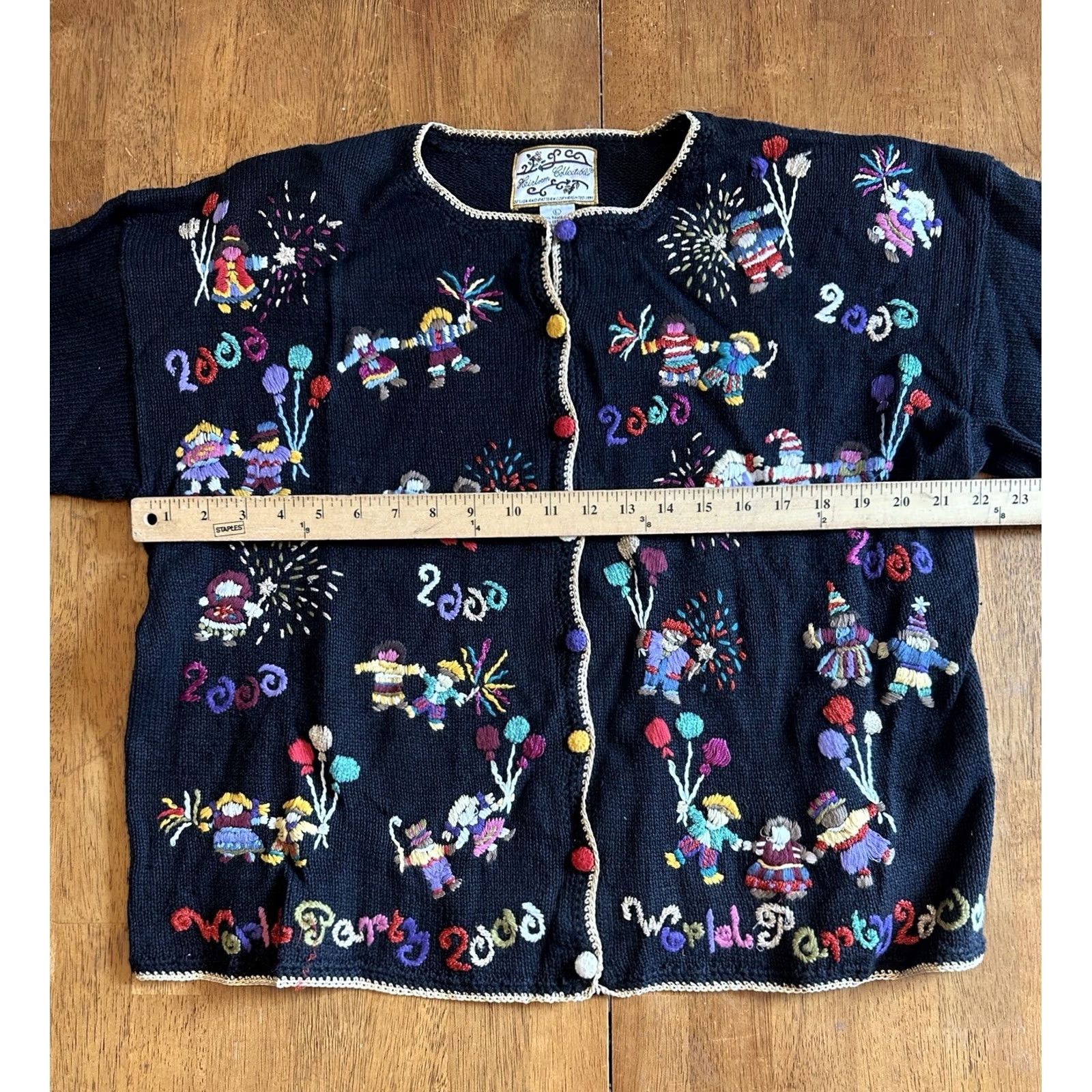Vintage VINTAGE Heirloom Collectibles Cardigan Sweater New Year 2000 Embroidered Large Black Womens Size L / US 10 / IT 46 - 5 Thumbnail