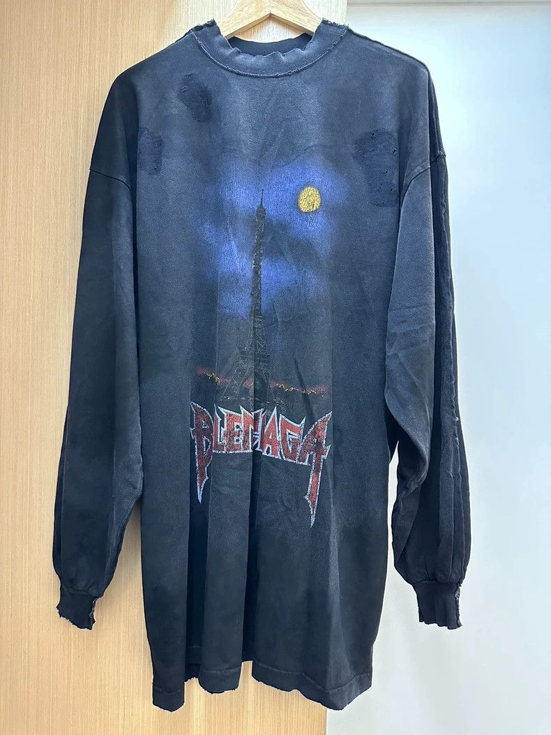 Balenciaga Balenciaga Eiffel Tower Moonlit Night Washed Distressed Tw Size US S / EU 44-46 / 1 - 1 Thumbnail