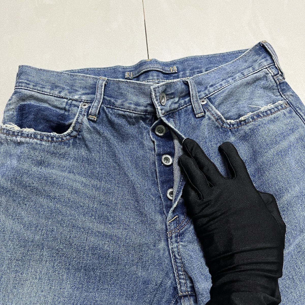 Hysteric Glamour × If Six Was Nine × Le Grande Bleu (L.G.B.) G.O.A Nimes Distressed Jeans Size 28" / US 6 / IT 42 - 4 Thumbnail
