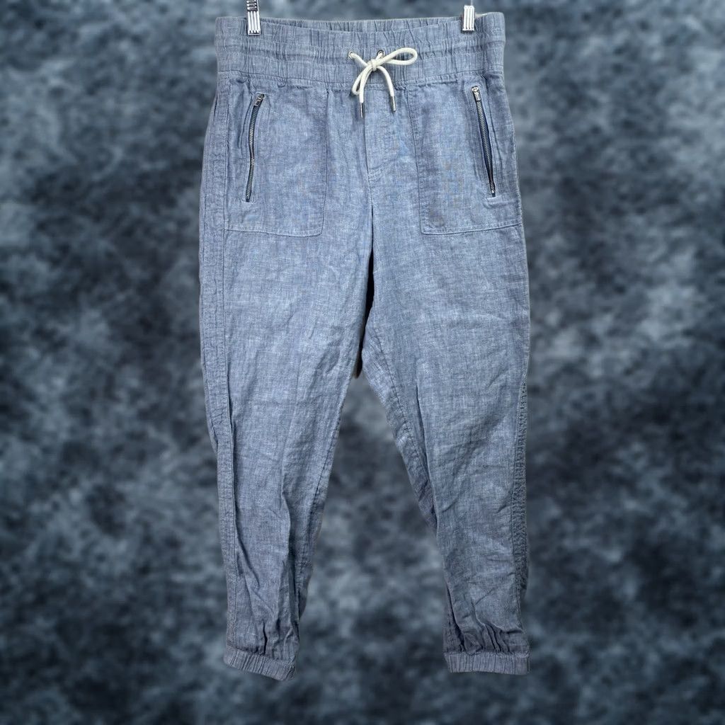 Athleta Athleta Cabo Pants Women's 10 Chambray Linen Jogger Tapered Inseam 27 in Blue Pockets Athletic City Outdoor Size 32" / US 10 / IT 46 - 1 Thumbnail