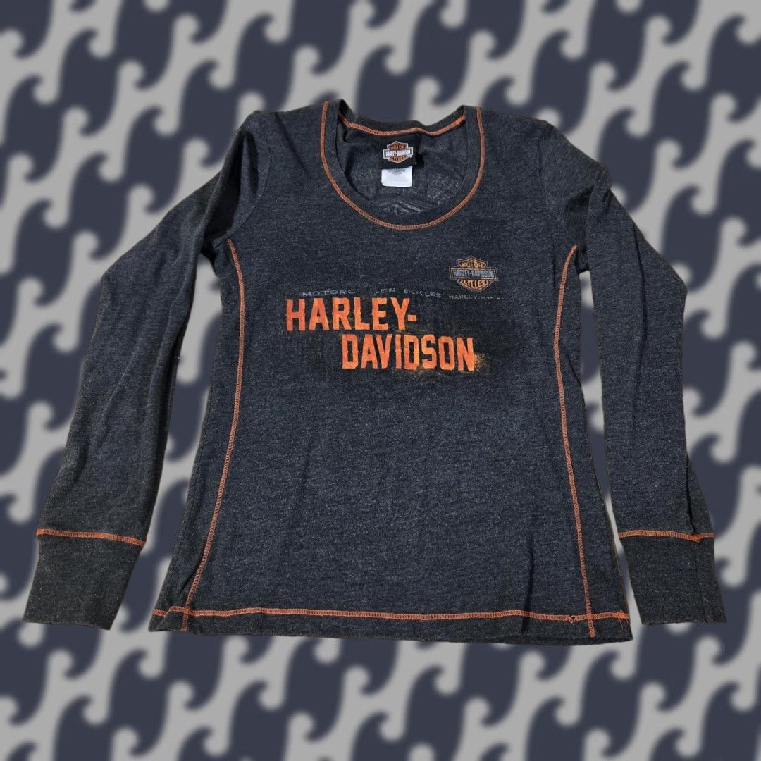Harley Davidson VINTAGE Harley-Davidson Shirt Womens S Gray Long Sleeve New York City Made USA Biker Size S / US 4 / IT 40 - 1 Thumbnail
