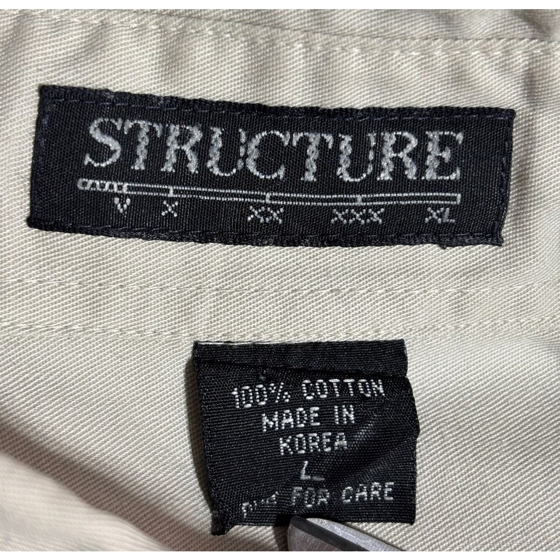 Structure Size L | STRUCTURE Men's Khaki Tan Heavy Weight Cotton Shirt Size US L / EU 52-54 / 3 - 9 Thumbnail