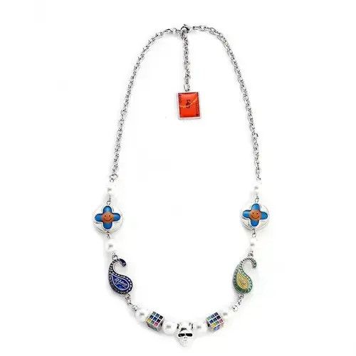 Jewelry Cross Wild Round Bead Skull Necklace Size ONE SIZE - 1 Thumbnail