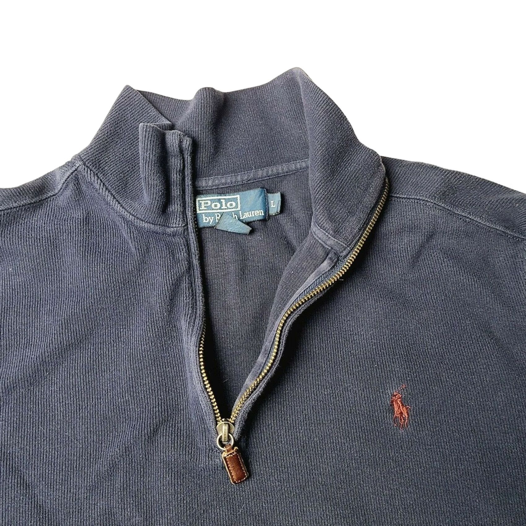Polo Ralph Lauren Polo Ralph Lauren Sweater Mens Large Navy 1/4 Zip Pullover Dark Blue Knit Mock Neck Logo Pony Size US L / EU 52-54 / 3 - 5 Thumbnail