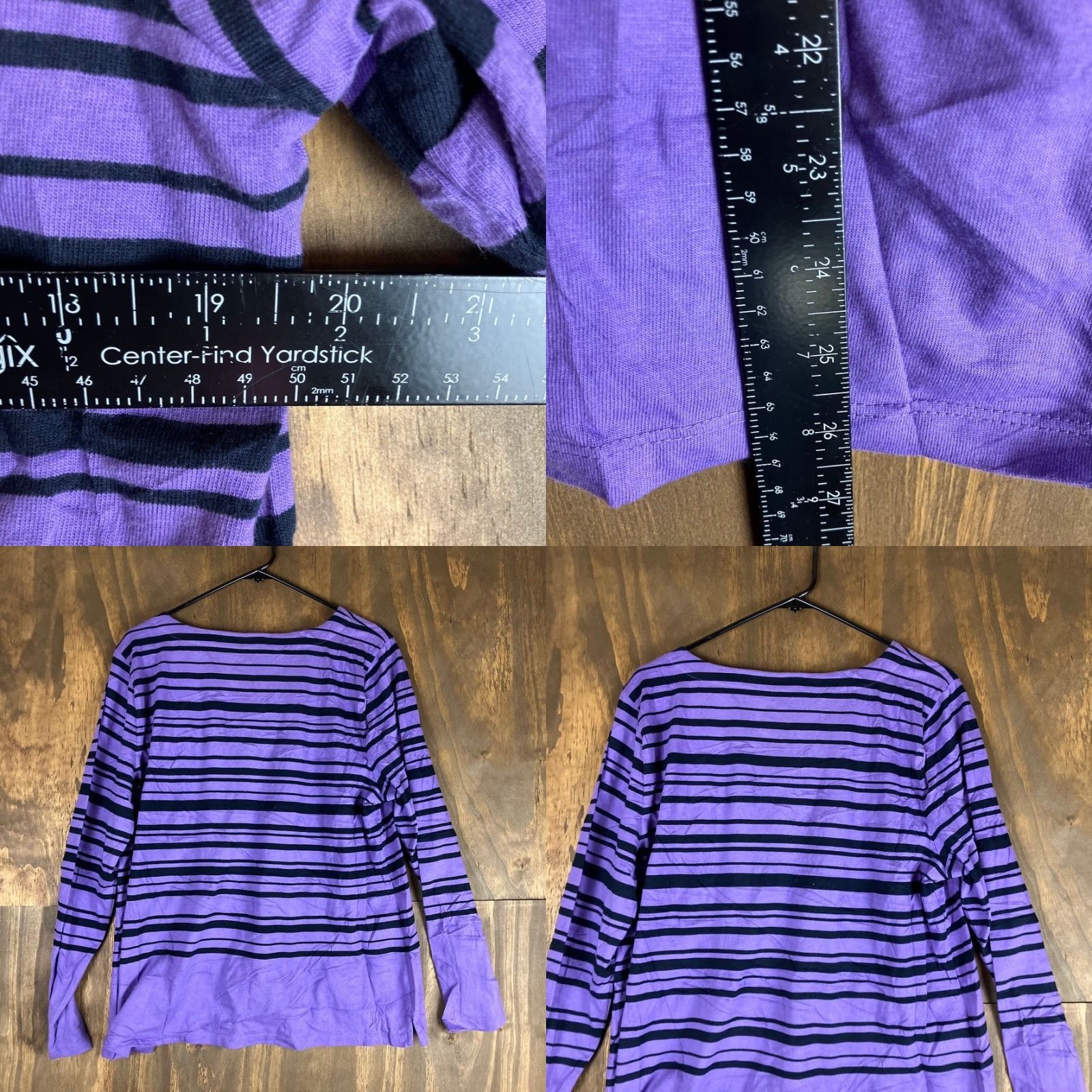 Talbots Talbots Women’s Shirt Purple Black Striped Long Sleeve Round Neck 100% Cotton XL Size XL / US 12-14 / IT 48-50 - 8 Thumbnail