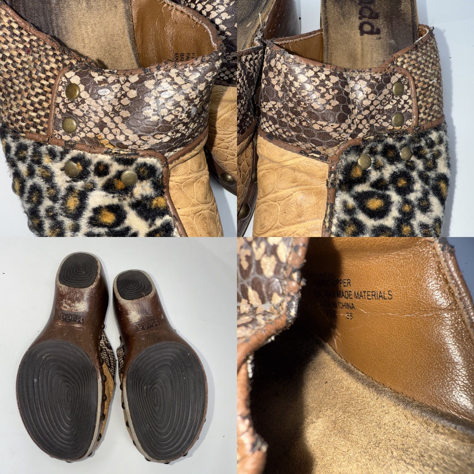 Vintage VINTAGE Mudd Cheetah Clogs Women 7 Slip On Platform Patchwork Block Heel Brown Shoes Size US 7 / IT 37 - 8 Thumbnail