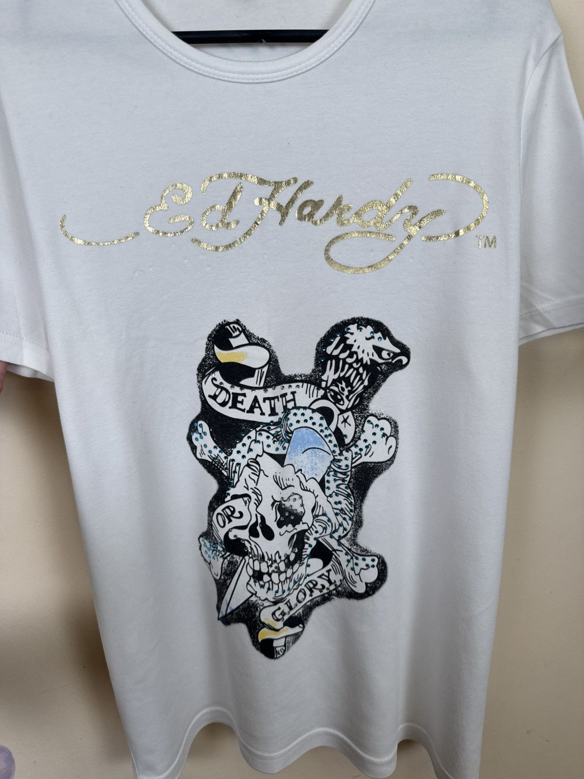 Ed Hardy Vintage Ed Hardy T shirt White Skull Streetwear Y2K L Size US L / EU 52-54 / 3 - 7 Thumbnail