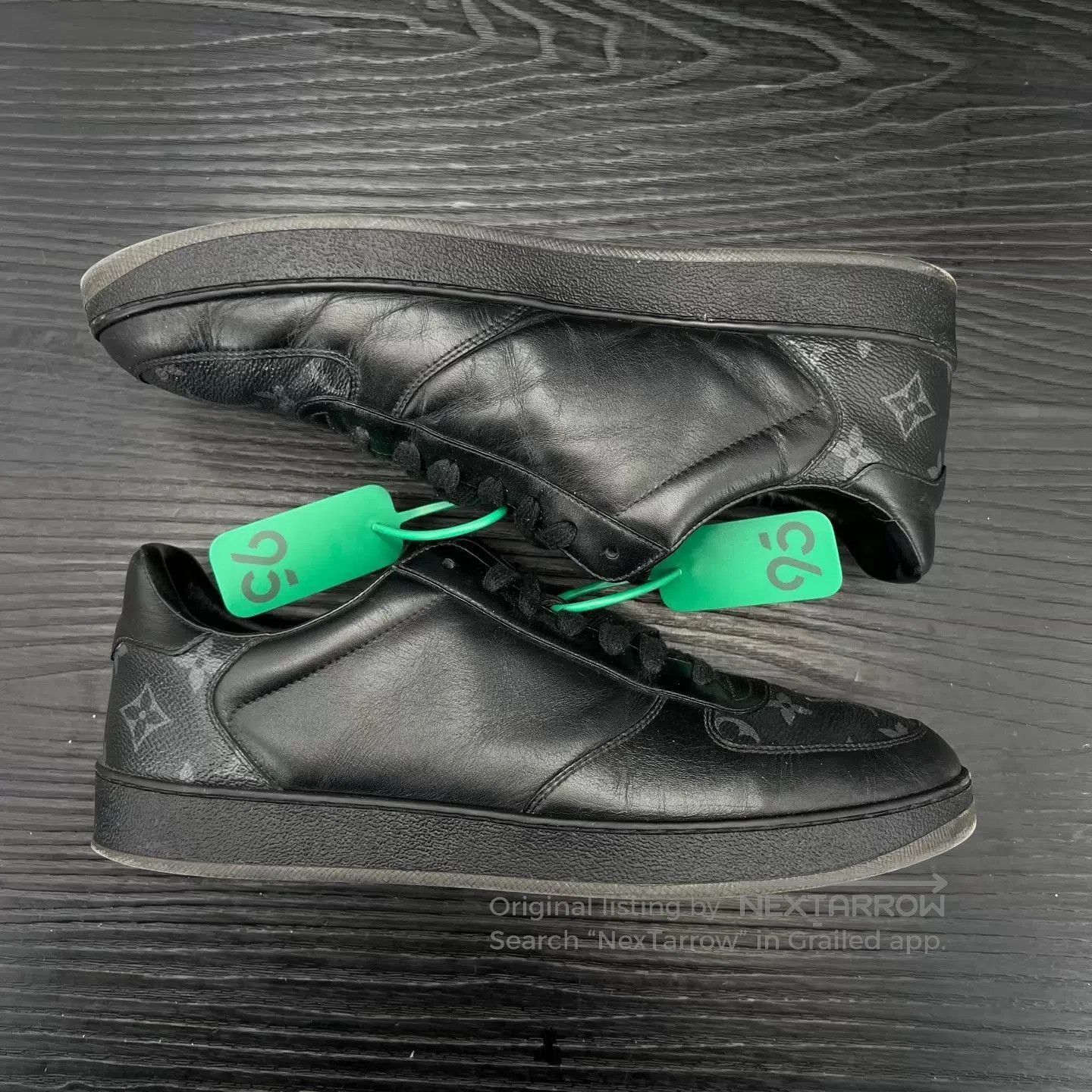 Louis Vuitton Black Leather Low-Top Sneakers Size 9. Size US 9 / EU 42 - 3 Thumbnail