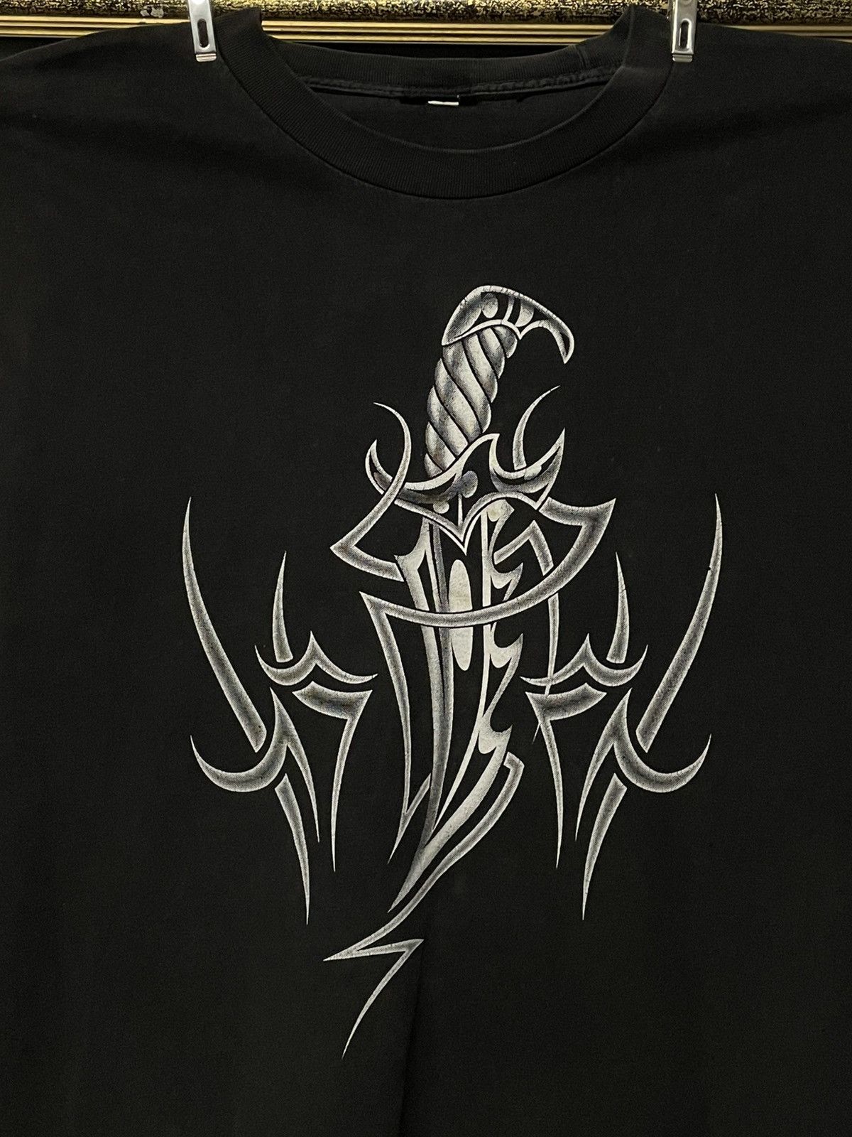 Vintage Vintage 1990s Tribal Knife Tattoo Sunfaded Distressed Tshirt Size US M / EU 48-50 / 2 - 3 Thumbnail