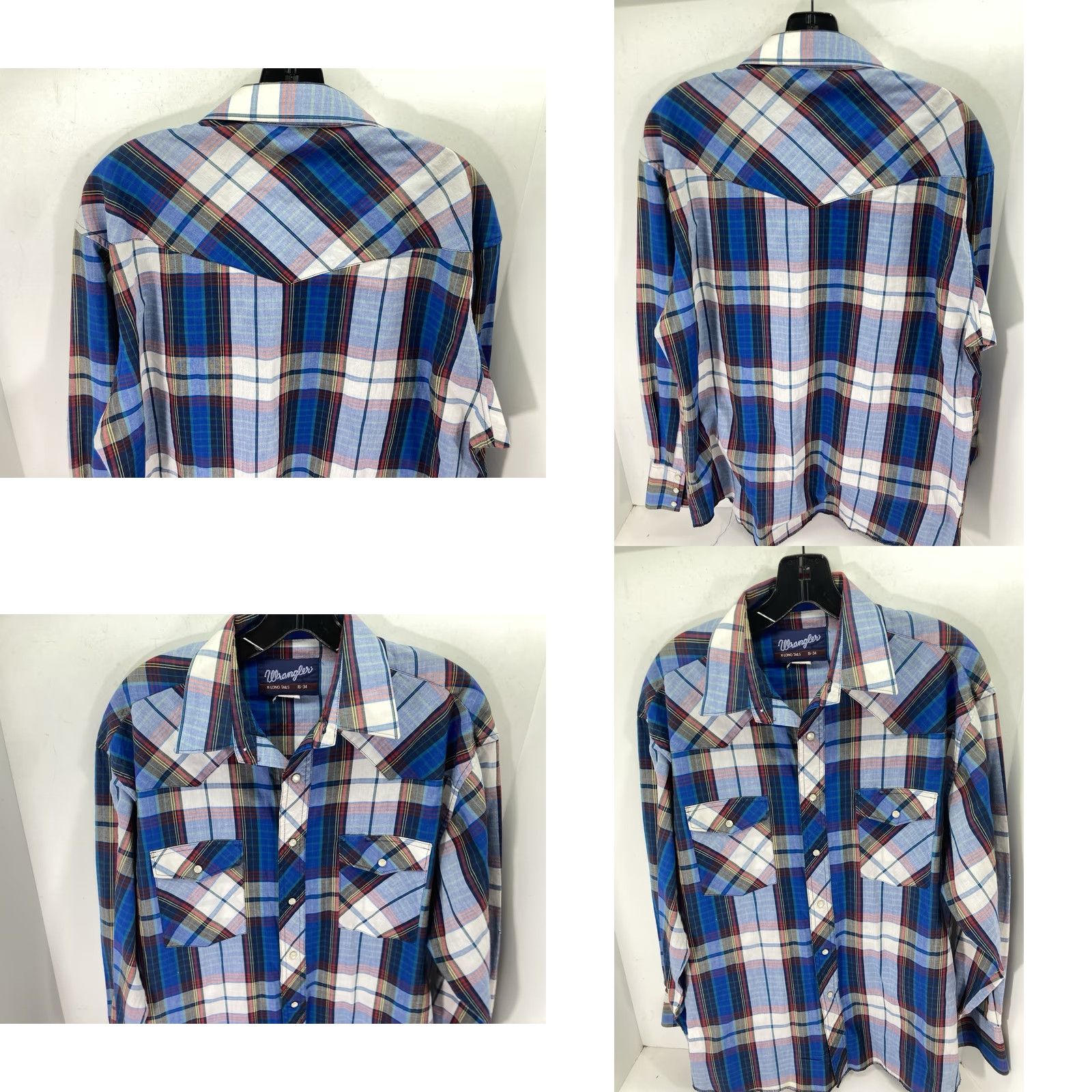 Wrangler VINTAGE Wrangler Pearl Snap Shirt Men Medium 16/34 Blue Plaid Long Sleeve Western Mens Size US M / EU 48-50 / 2 - 8 Thumbnail