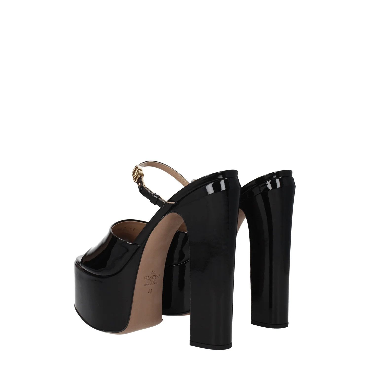 Valentino ob1o1e1224 Patent Leather Sandals in Black Size US 9 / IT 39 - 4 Thumbnail