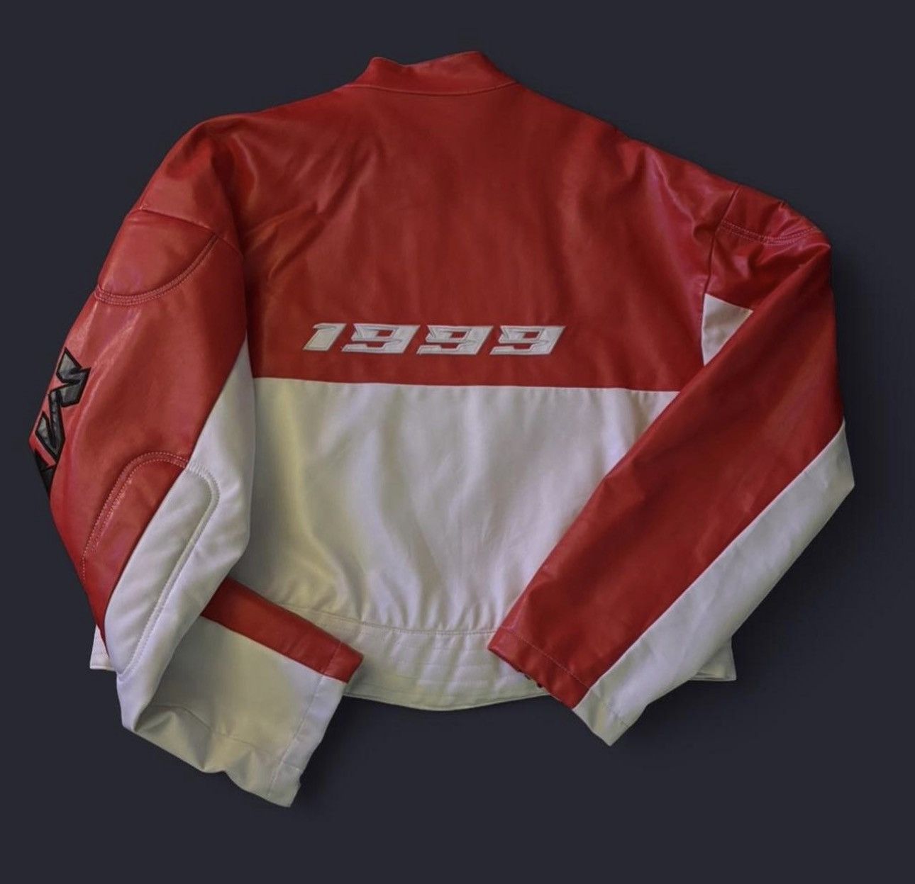 PrettyLittleThing Red & white leather jacket🎸🔥 Size M / US 6-8 / IT 42-44 - 2 Thumbnail