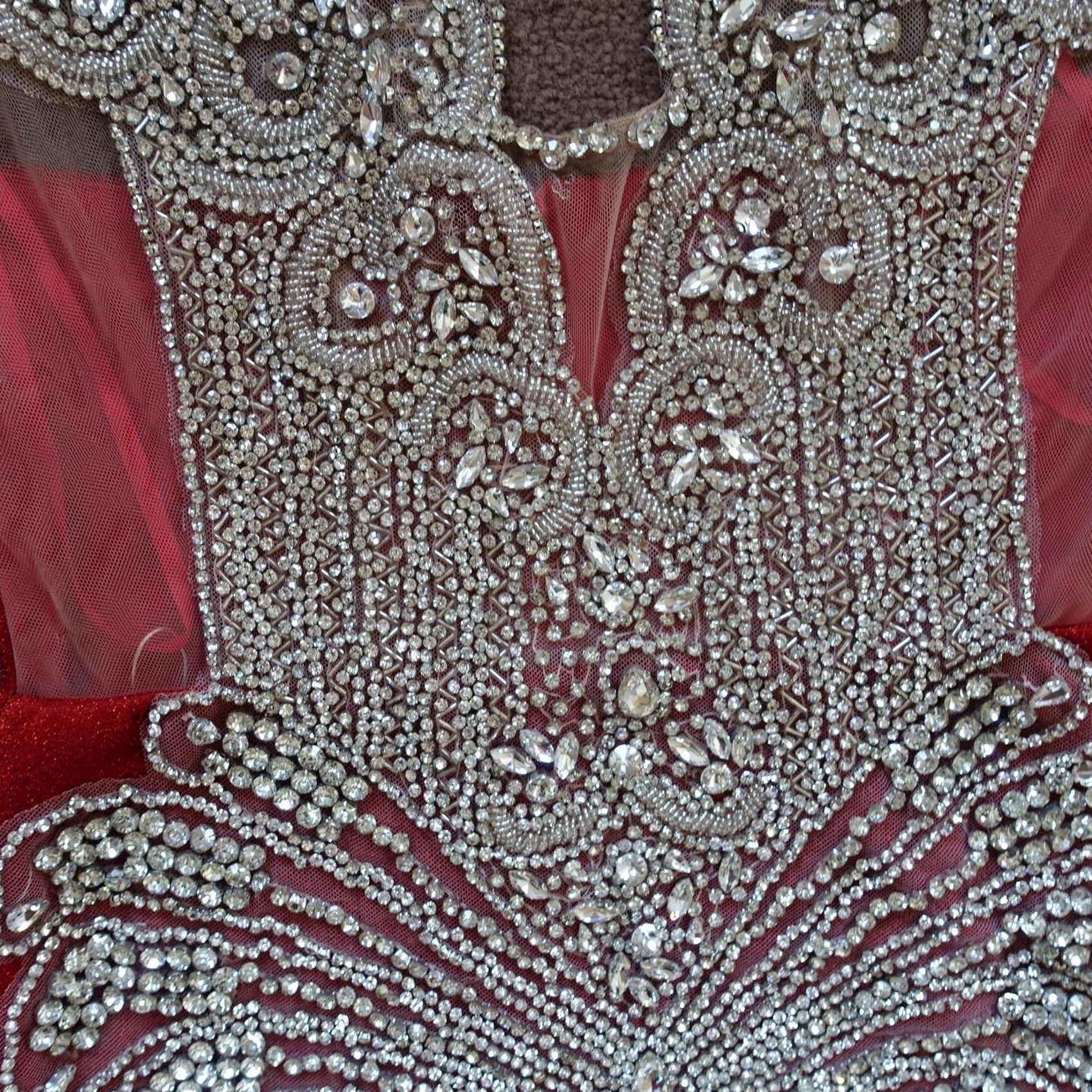Vintage VINTAGE Babaroni Dress XS Red Prom Halter Mermaid Maxi Gown Rhinestone Formal Evening Women XS Red Mermaid Maxi Beaded Rhinestone Strap Halter Dress Size XS / US 0-2 / IT 36-38 - 4 Thumbnail