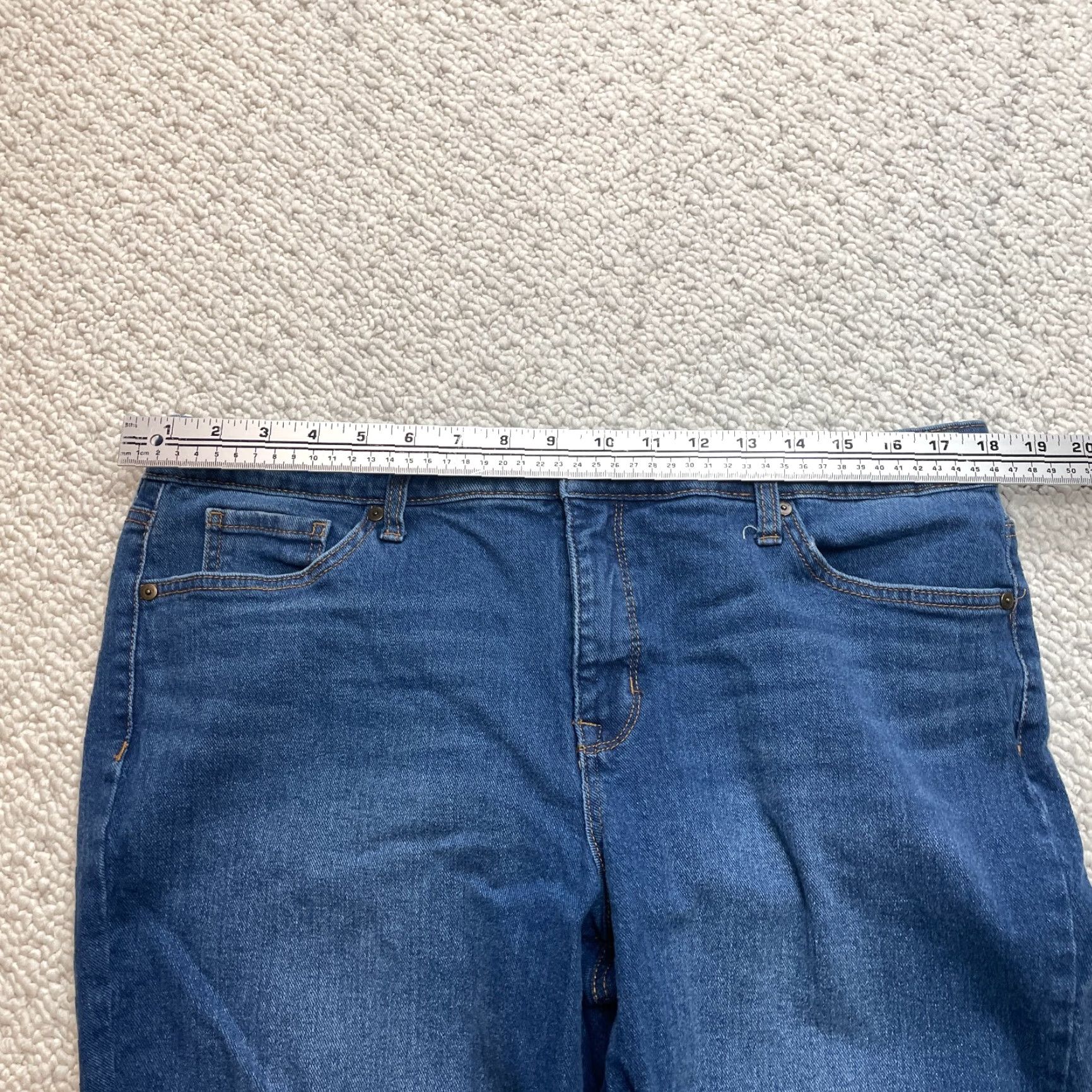 Denime New Direction Jeans Womens 16 R Girlfriend Blue Denim Rolled Hems 36x26 Size 38" / US 16 / IT 52 - 5 Thumbnail