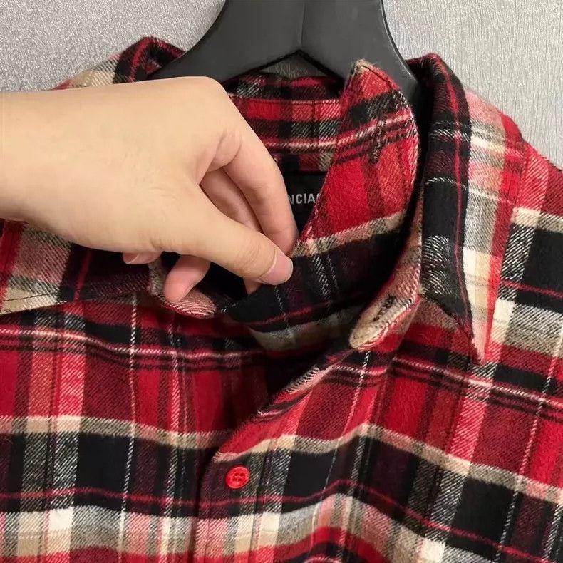 Balenciaga Balenciaga Red Black Plaid Cotton Shirt Jacket-2505 Size US M / EU 48-50 / 2 - 3 Thumbnail