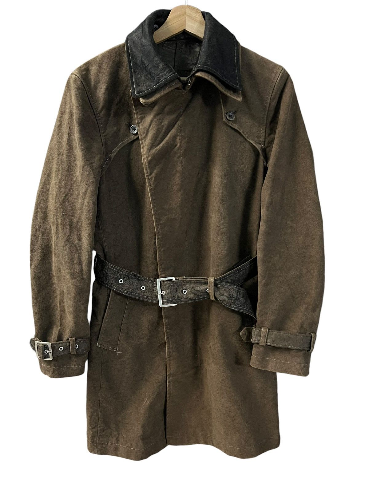 Pre-owned If Six Was Nine X Tornado Mart Moleskin Belted Trench Coat In Check