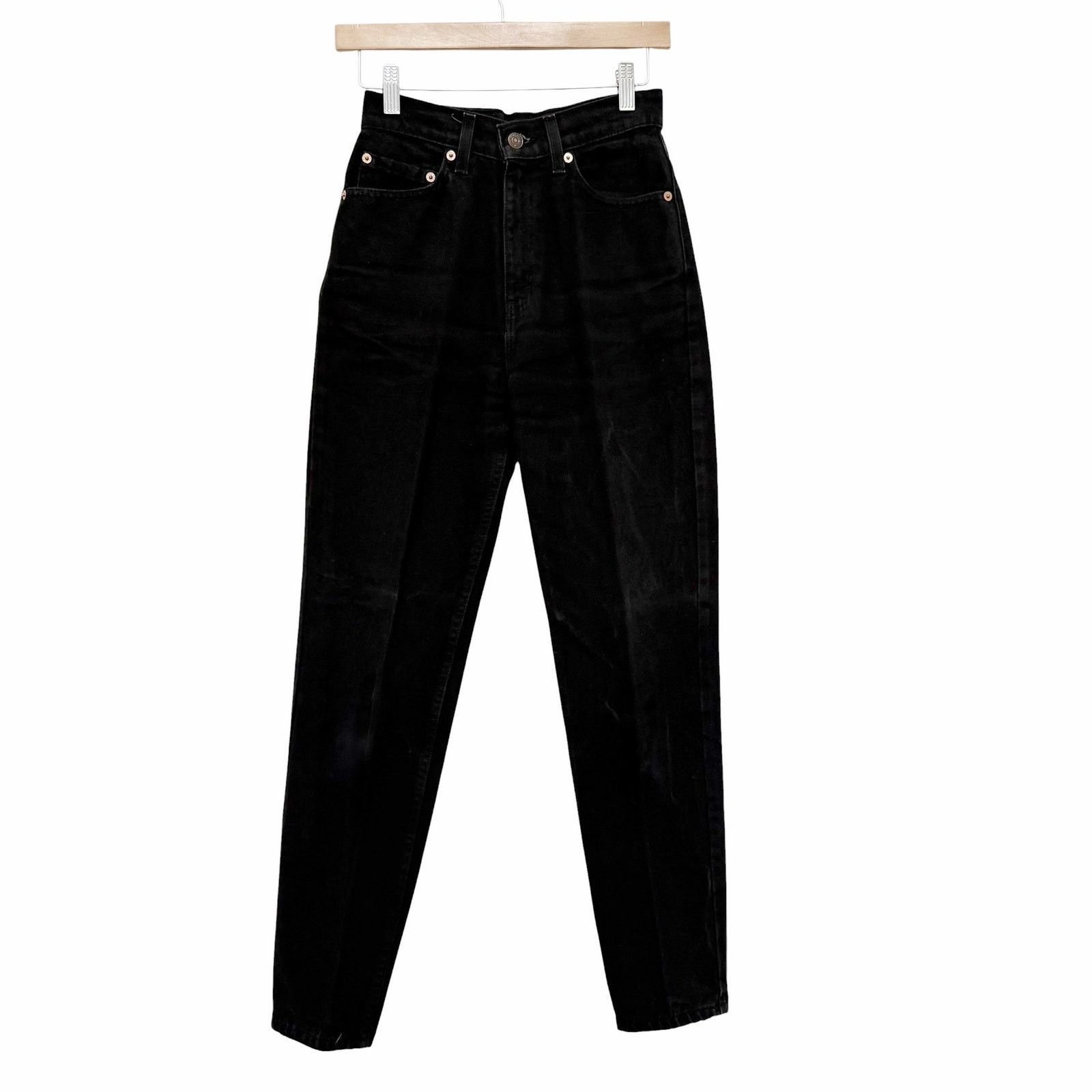 Levi's Vintage Levis 521 Black Tapered Leg High Waisted Jeans Sz 25 Size 25" / US 0 / IT 36 - 1 Thumbnail