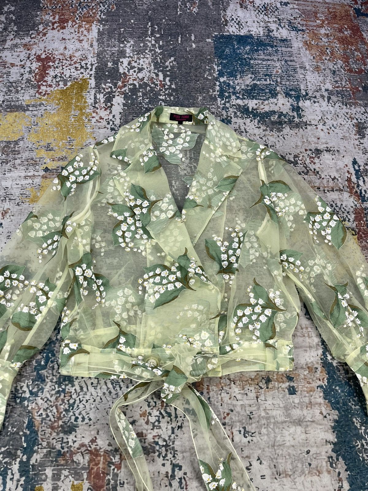 Japanese Brand Yuki Torii International Transparent Mesh Floral Blouses Size ONE SIZE - 5 Thumbnail