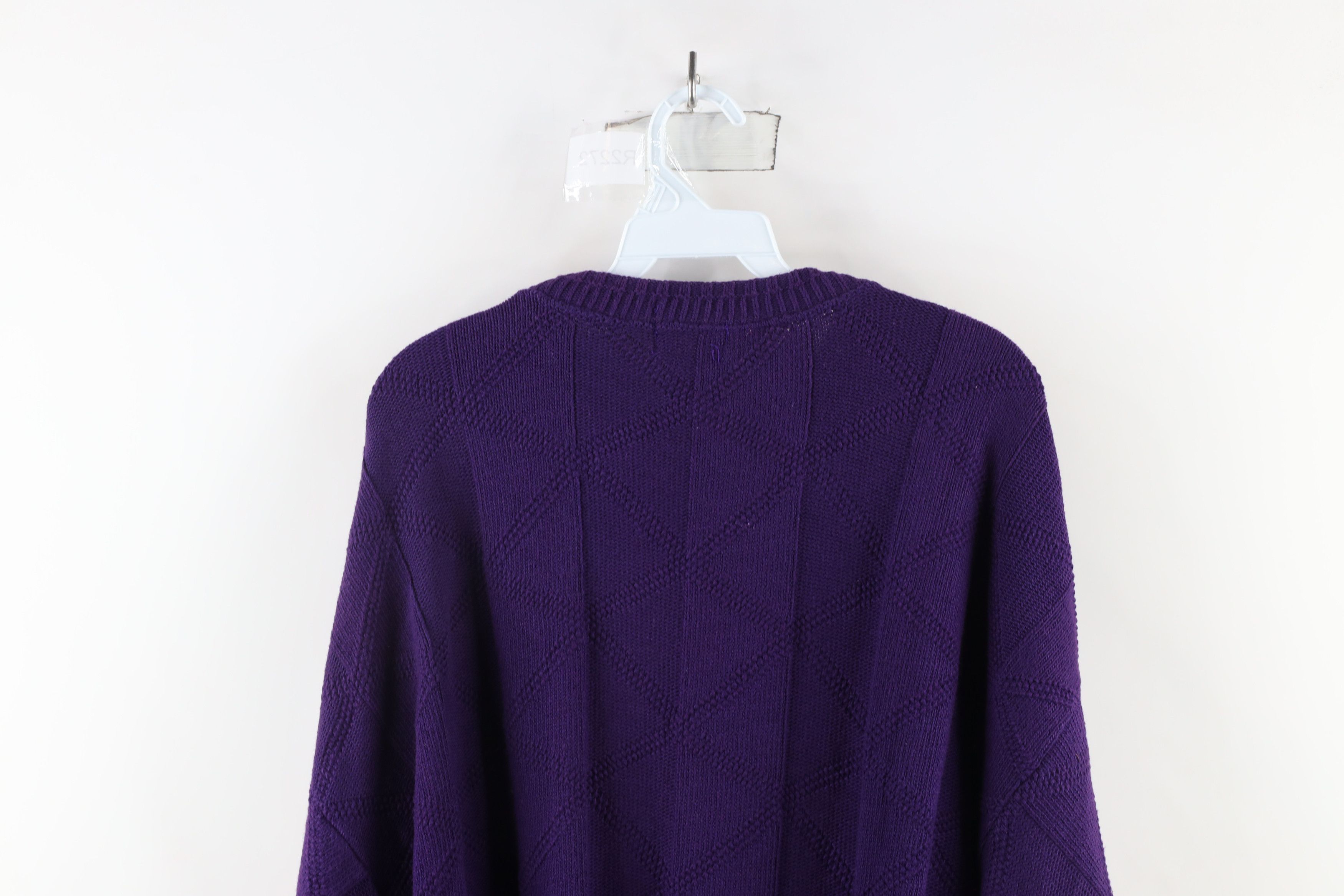 Vintage Vintage 90s Streetwear Faded Ribbed Knit Sweater Purple USA Size US XL / EU 56 / 4 - 8 Thumbnail