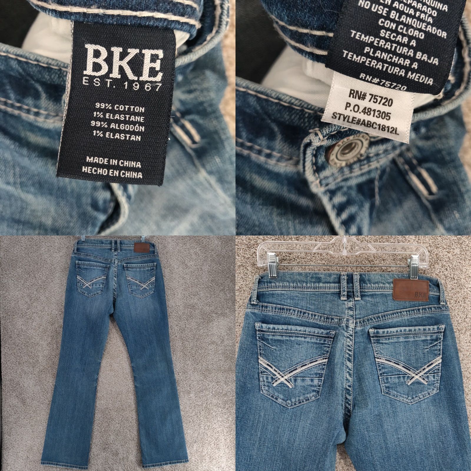 BKE BKE Fulton Jeans Mens 32X34 Blue Medium Wash Relaxed Straight Denim Pants Jeans Size US 32 / EU 48 - 9 Thumbnail