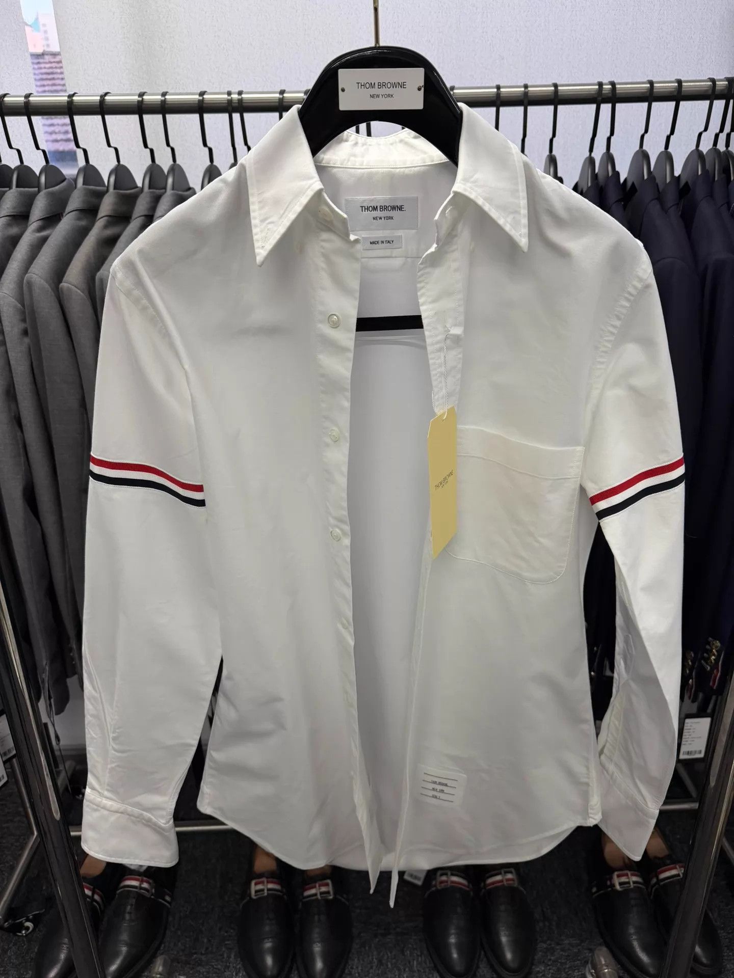 Thom Browne Thom Browne Classic Double Sleeve Logo Oxford Shirt White 2 Size US M / EU 48-50 / 2 - 1 Thumbnail