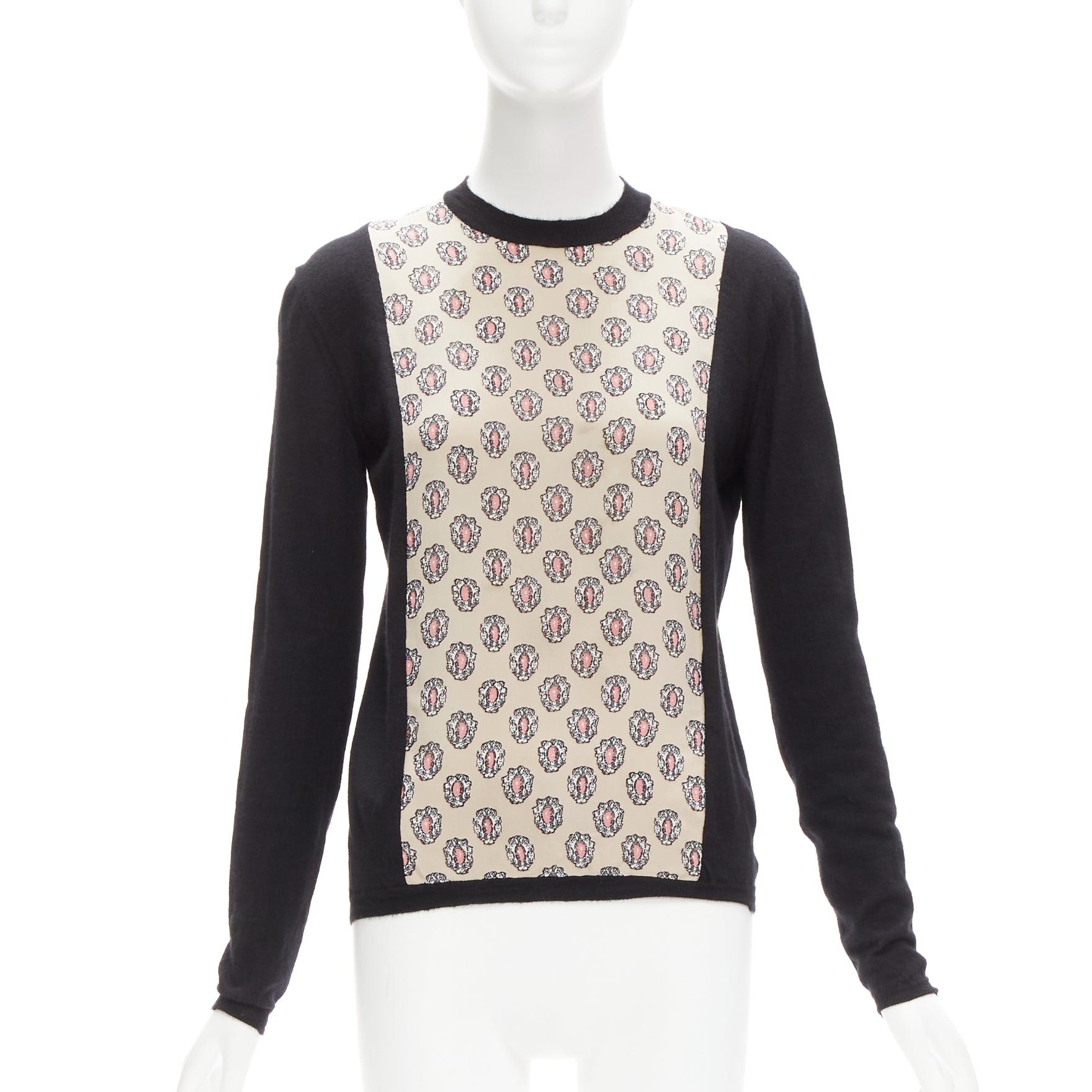 Marni MARNI cashmere silk beige pink jewel print panel black sweater IT40 S Size S / US 4 / IT 40 - 1 Thumbnail
