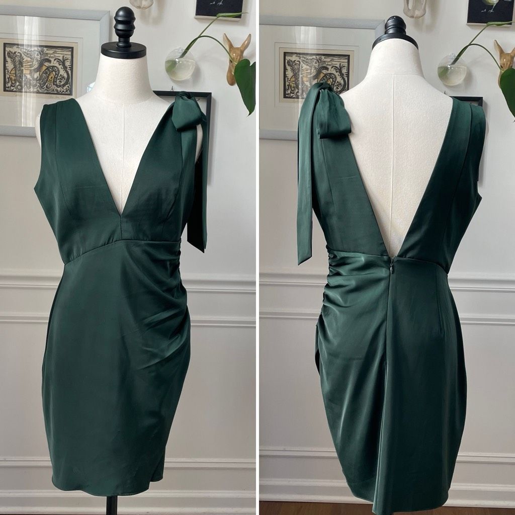 nbd green mini dress Corrine Embellished Chiffon Dress in Diana Embellishment Forest Green