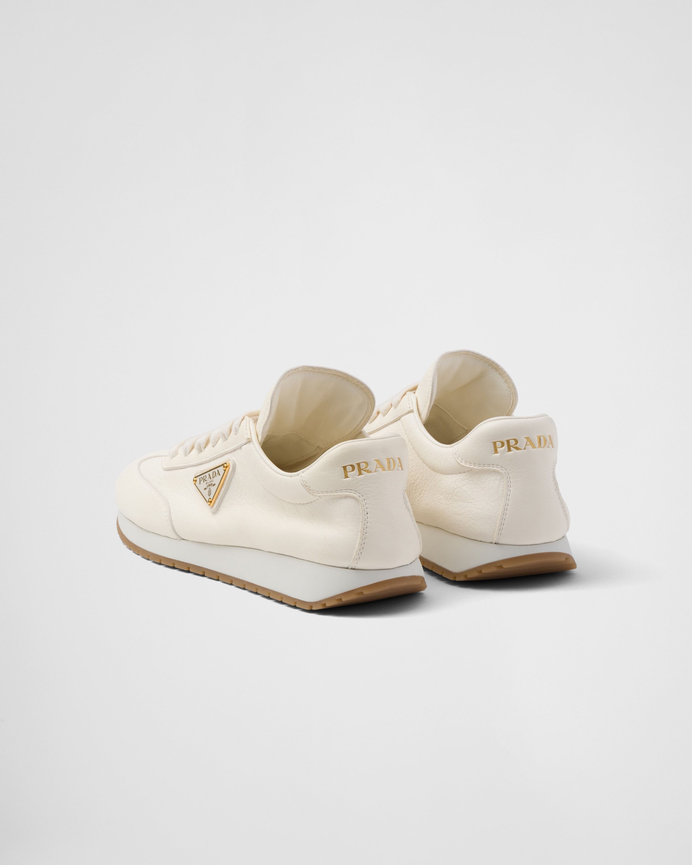 Prada o1bcso1str1025 Cervo Triangle Logo Sneakers in Ivory Size US 12.5 / EU 45-46 - 2 Thumbnail