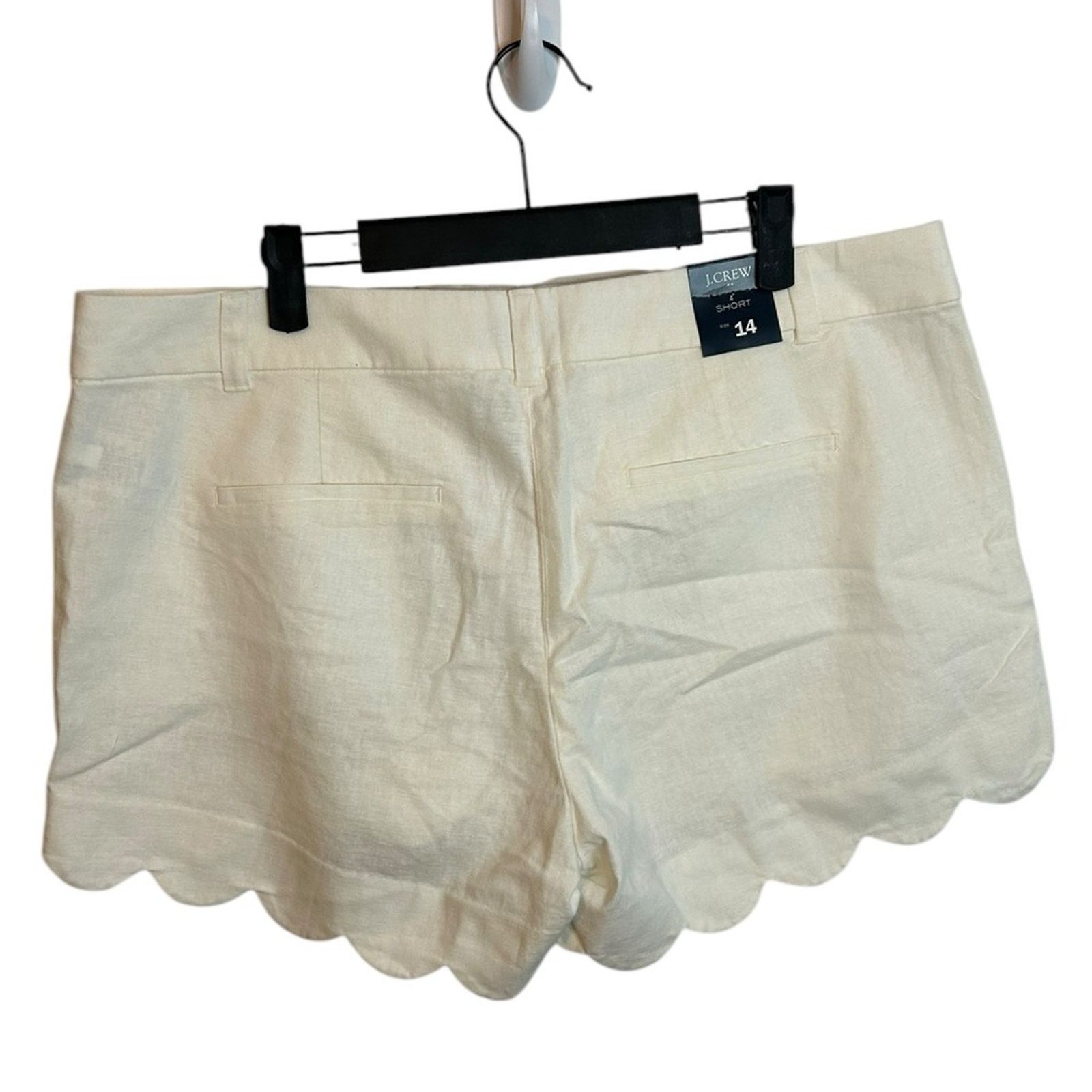 J.Crew NWT J.Crew White Linen Scalloped Hem Shorts Size 36" / US 14 / IT 50 - 2 Thumbnail