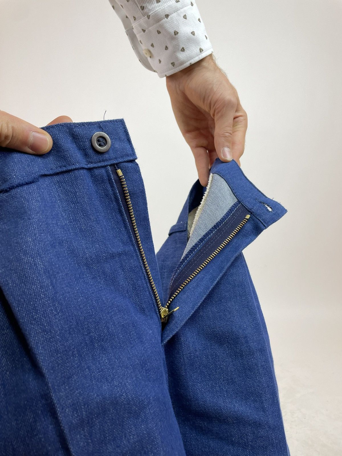 Japanese Brand MONCHAUX vintage Pleated Denim Trousers Slim fit Mens Size US 31 - 13 Thumbnail
